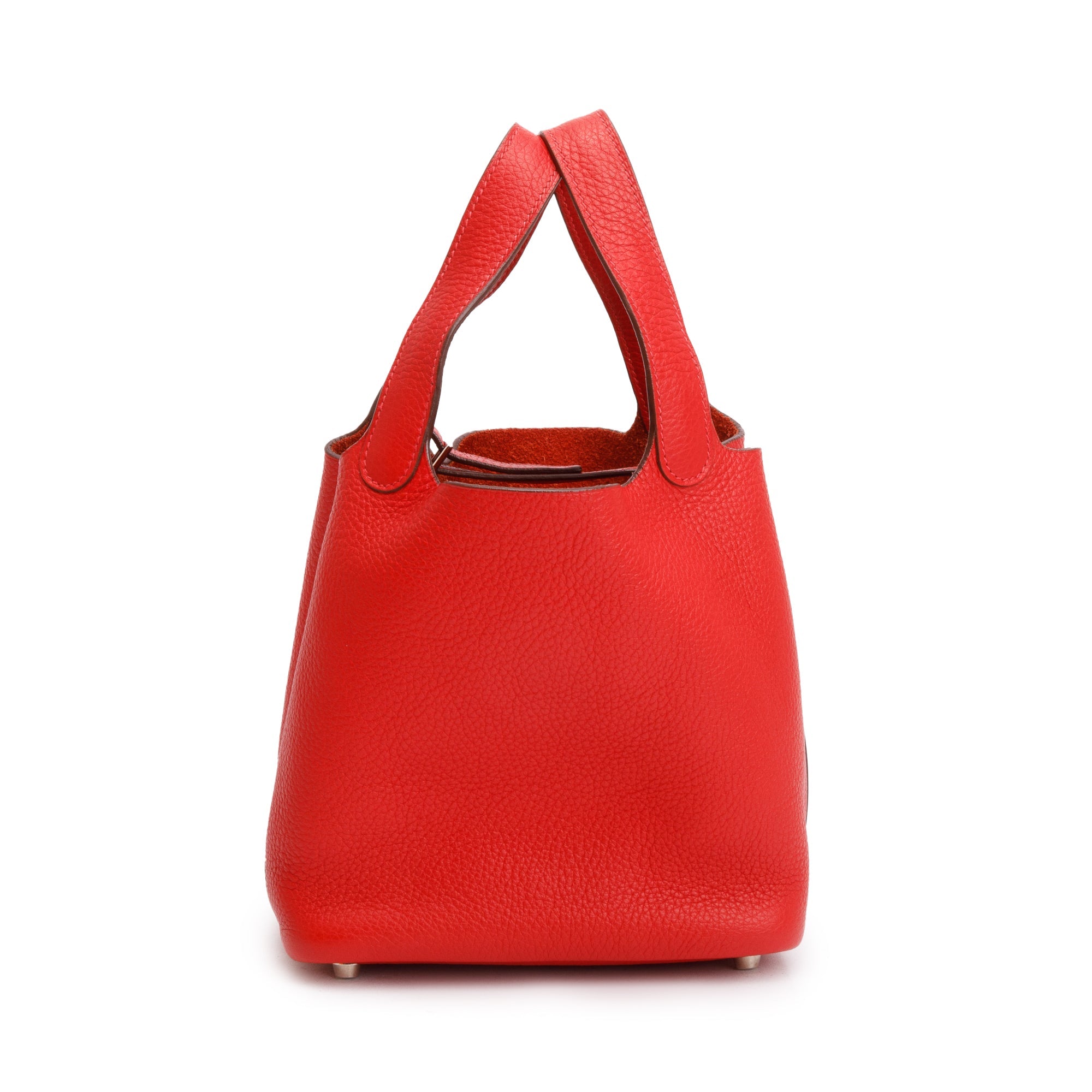 Hermes Rouge Taurillon Clemence Picotin 18 w/ Box