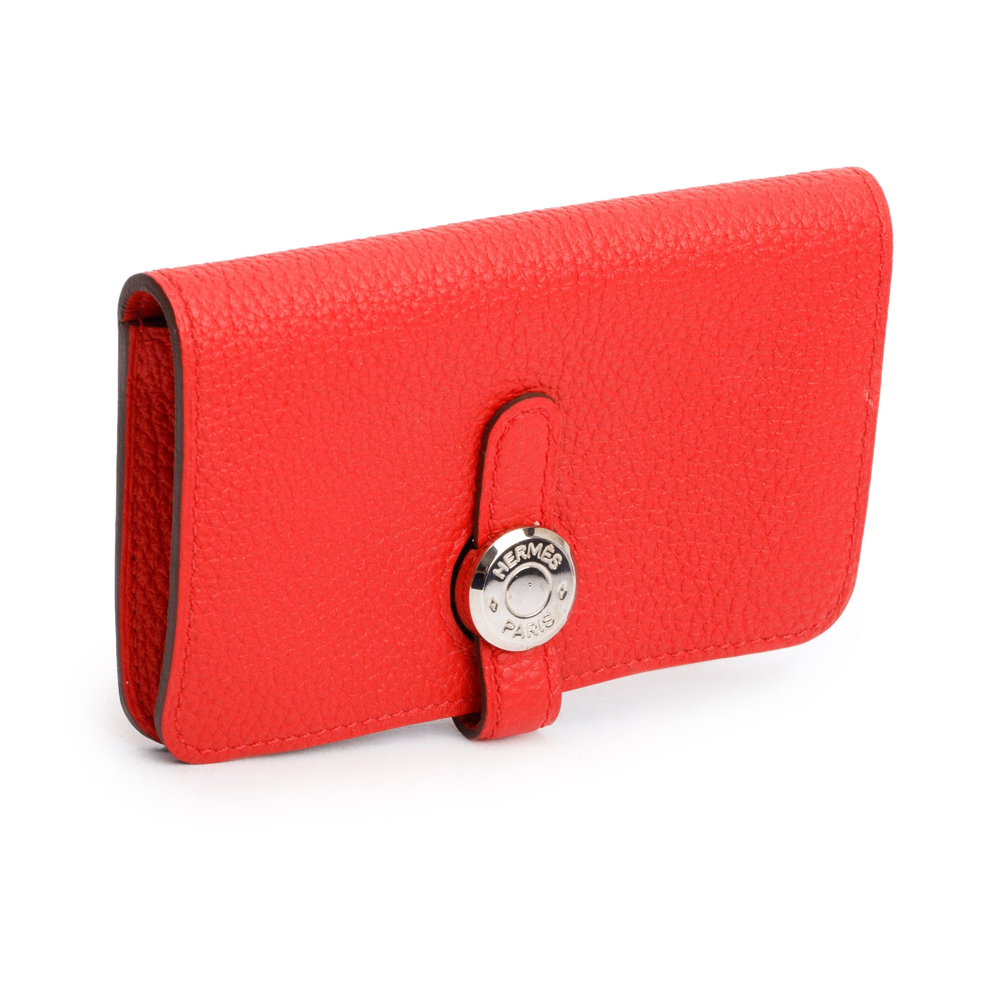 Hermes Rouge Togo Leather Dogon Card Holder w/ Box