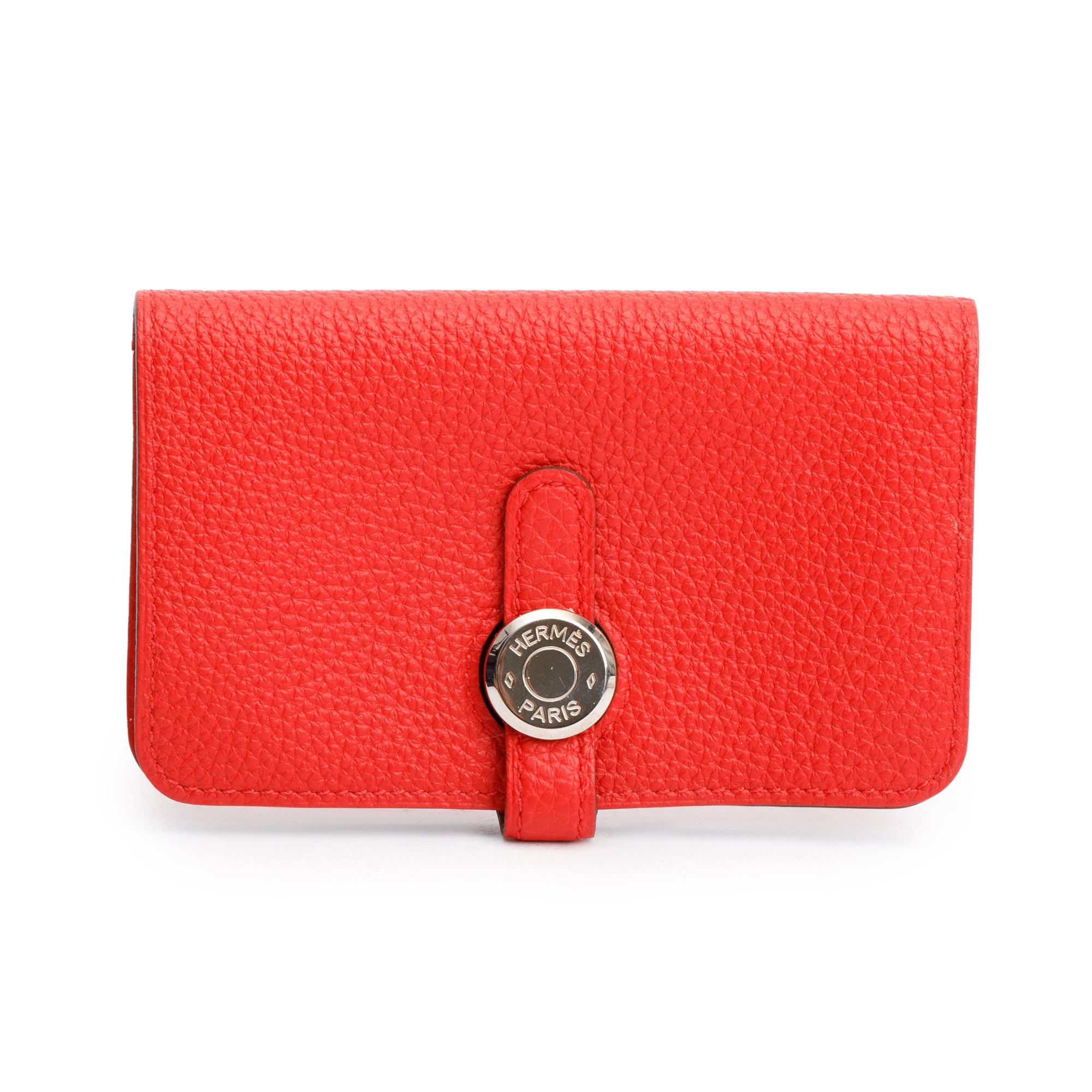 Hermes Rouge Togo Leather Dogon Card Holder w/ Box