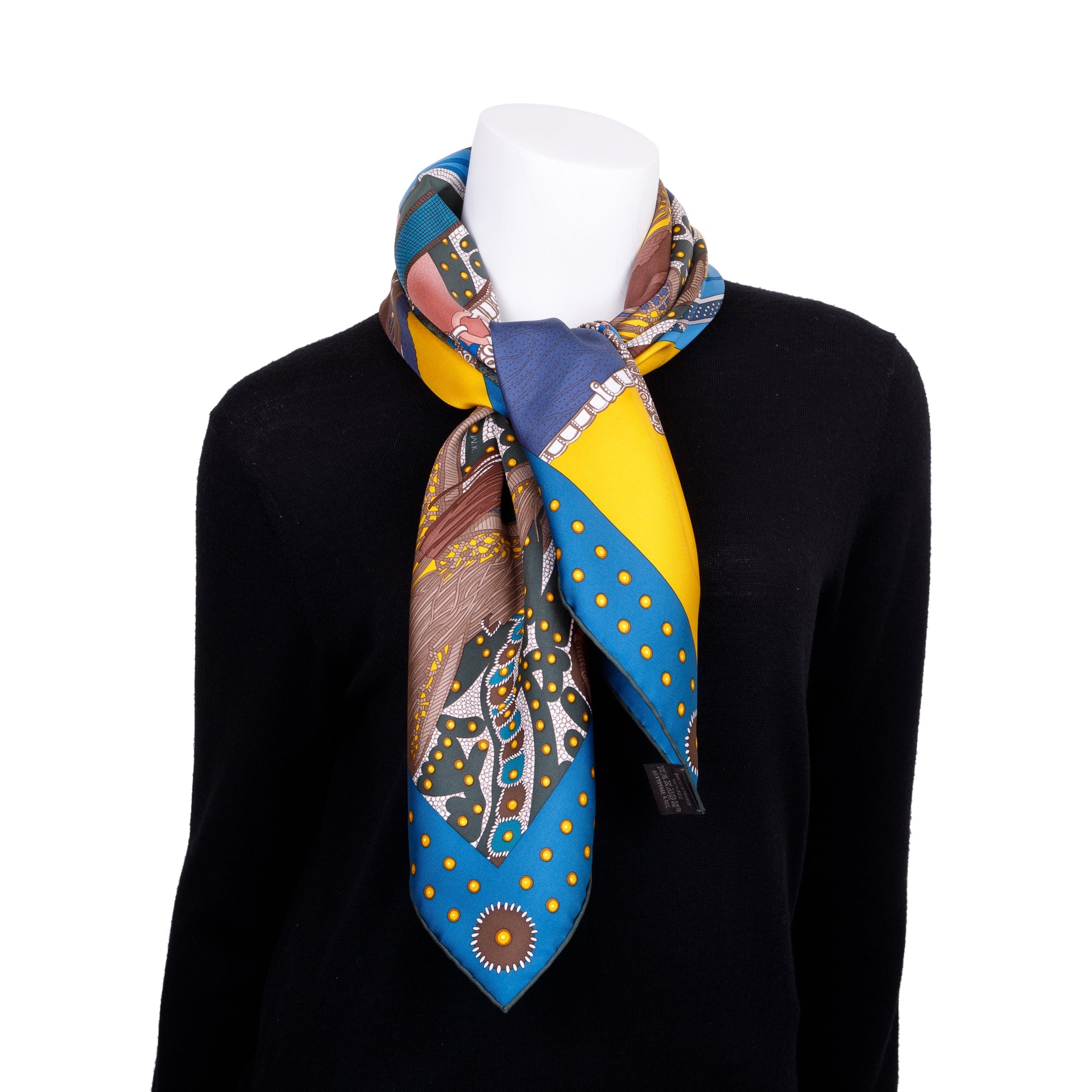 Hermes 'Selle De Dignitaire' Multicolour Silk Scarf 90 w/ Box