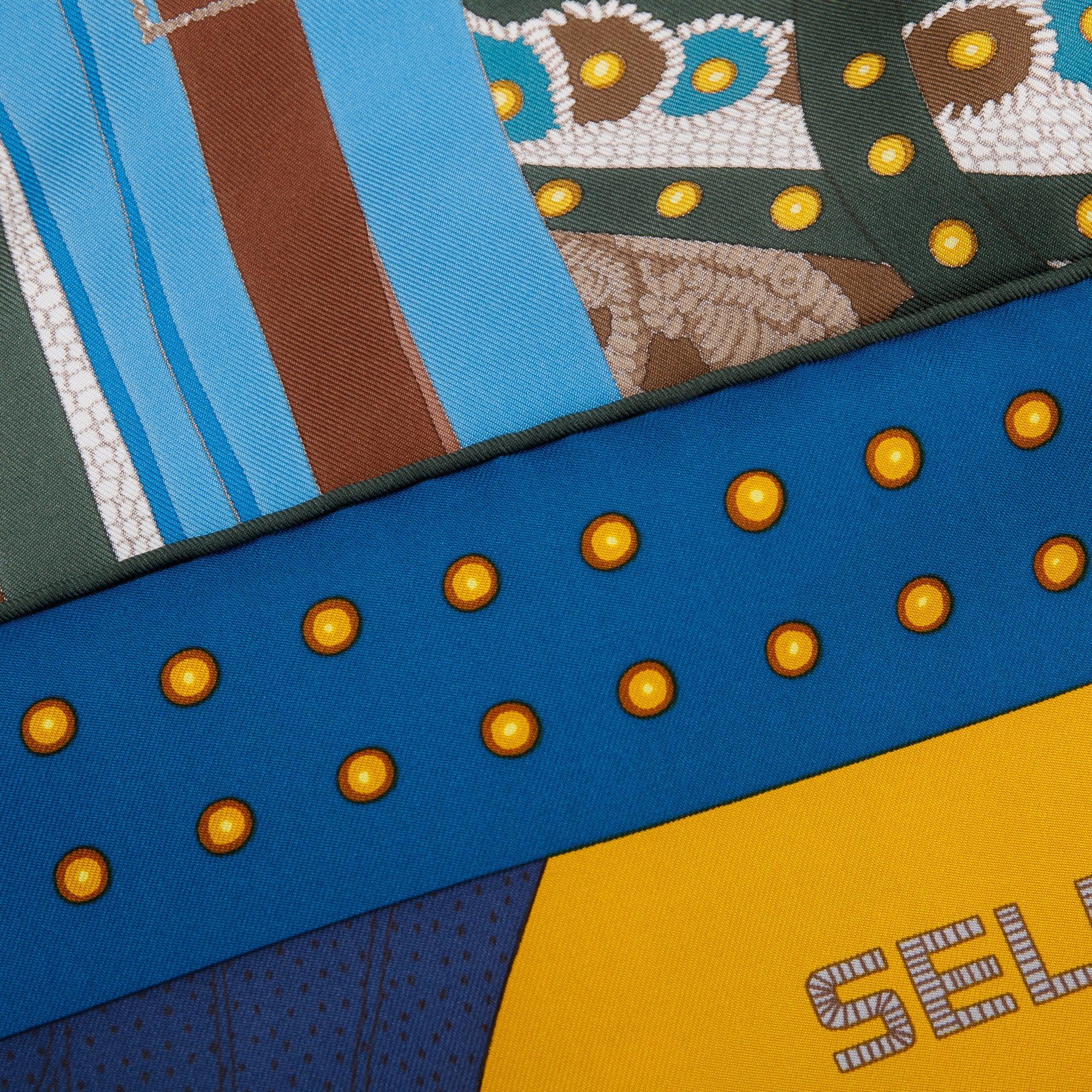 Hermes 'Selle De Dignitaire' Multicolour Silk Scarf 90 w/ Box