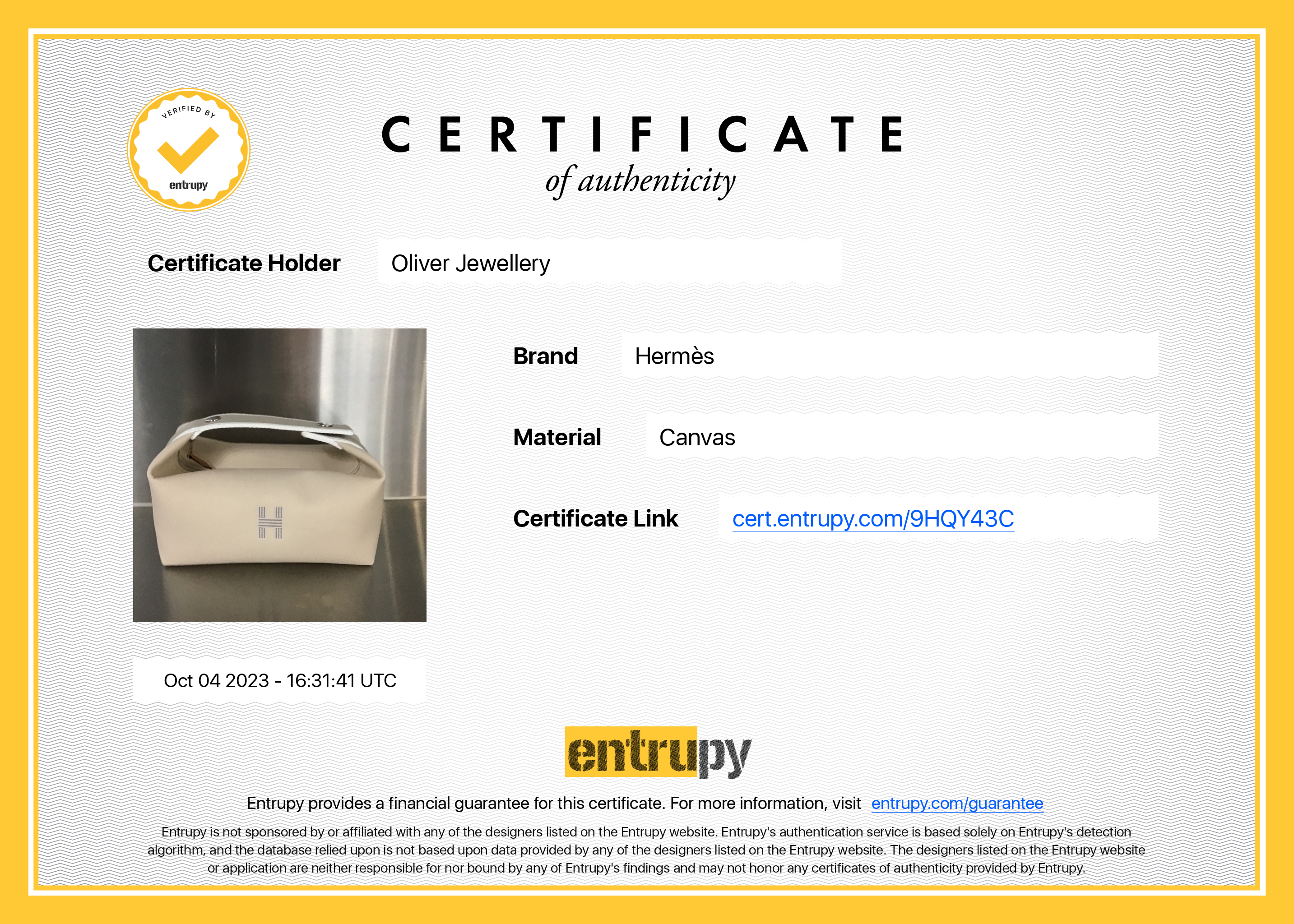 Hermes Small Neutral Toile Bride-A-Brac Case