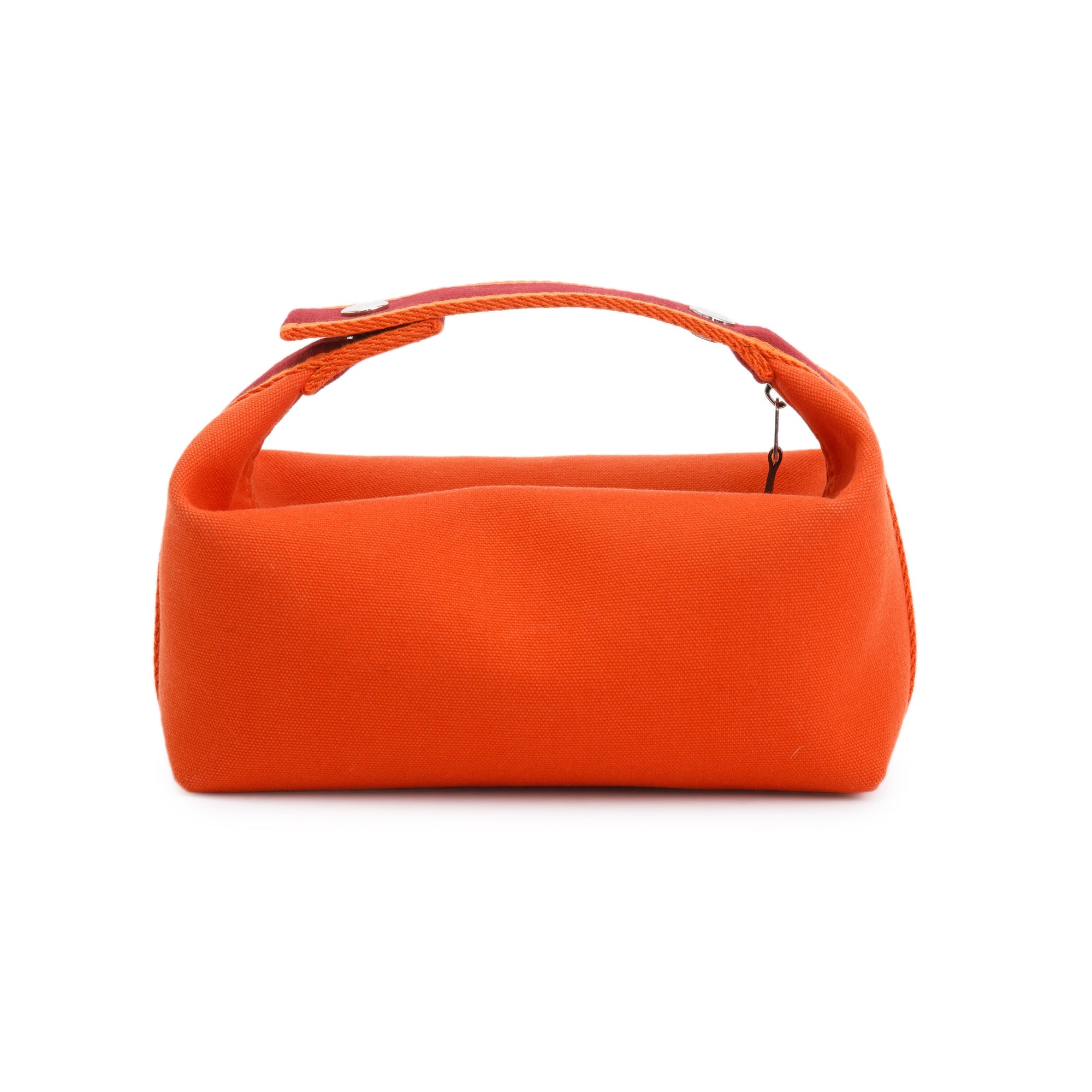 Hermes Small Orange/Burgundy Toile Bride-A-Brac Case