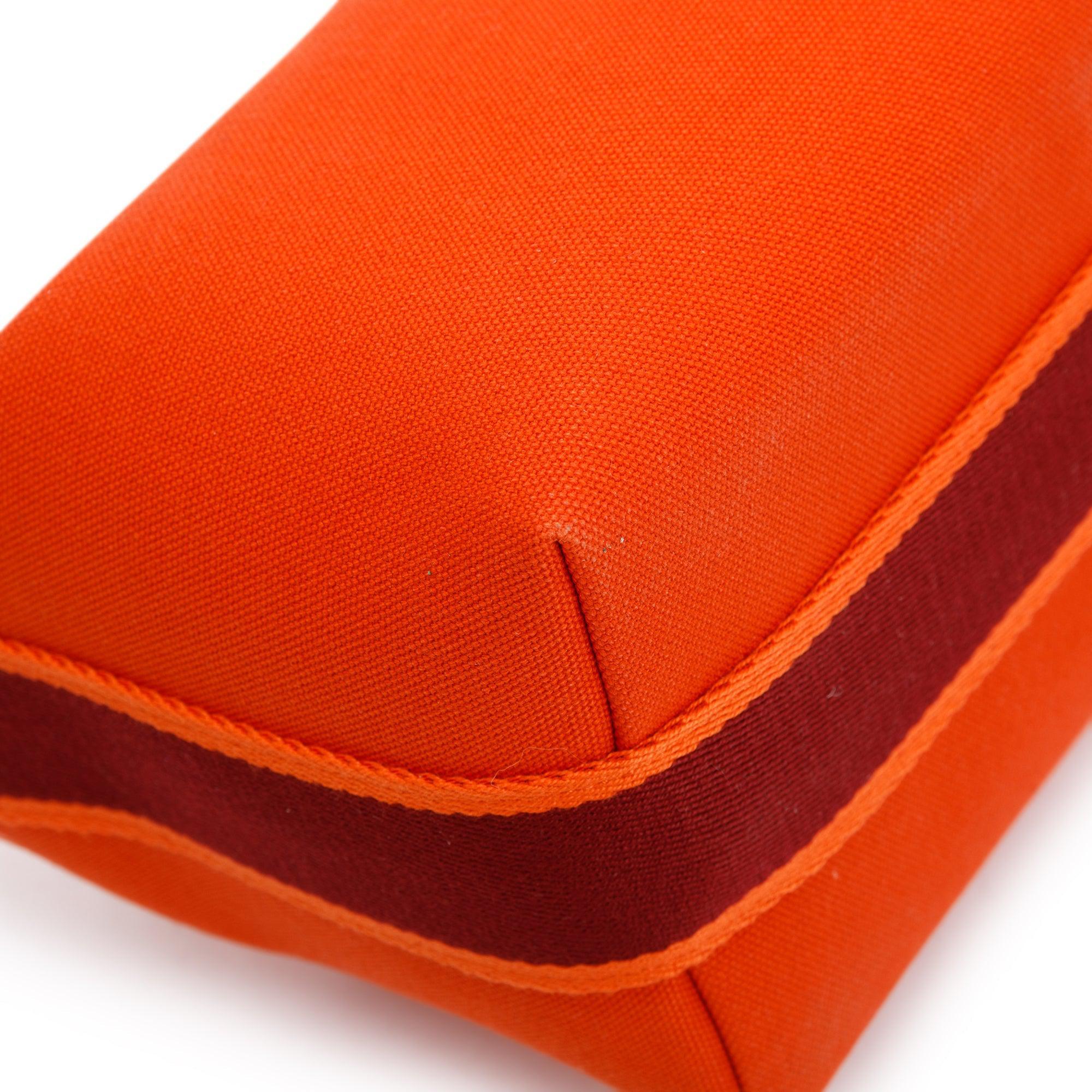Hermes Small Orange/Burgundy Toile Bride-A-Brac Case