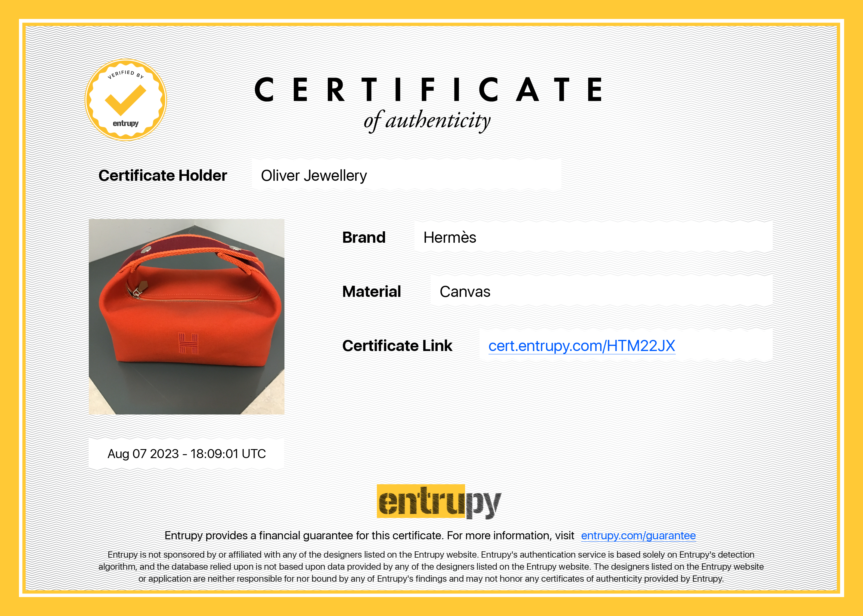 Hermes Small Orange/Burgundy Toile Bride-A-Brac Case