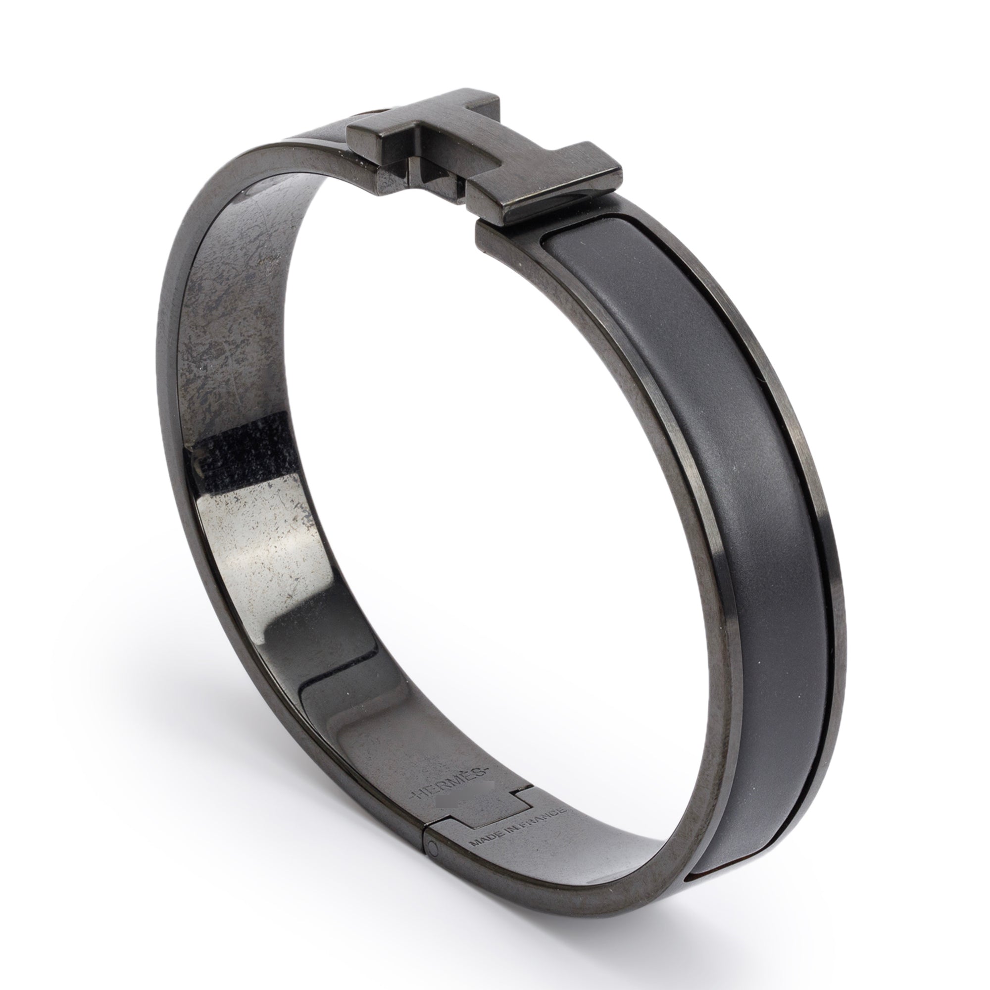 Hermes So Black Enamel 12 MM Clic HH Bracelet w/ Box