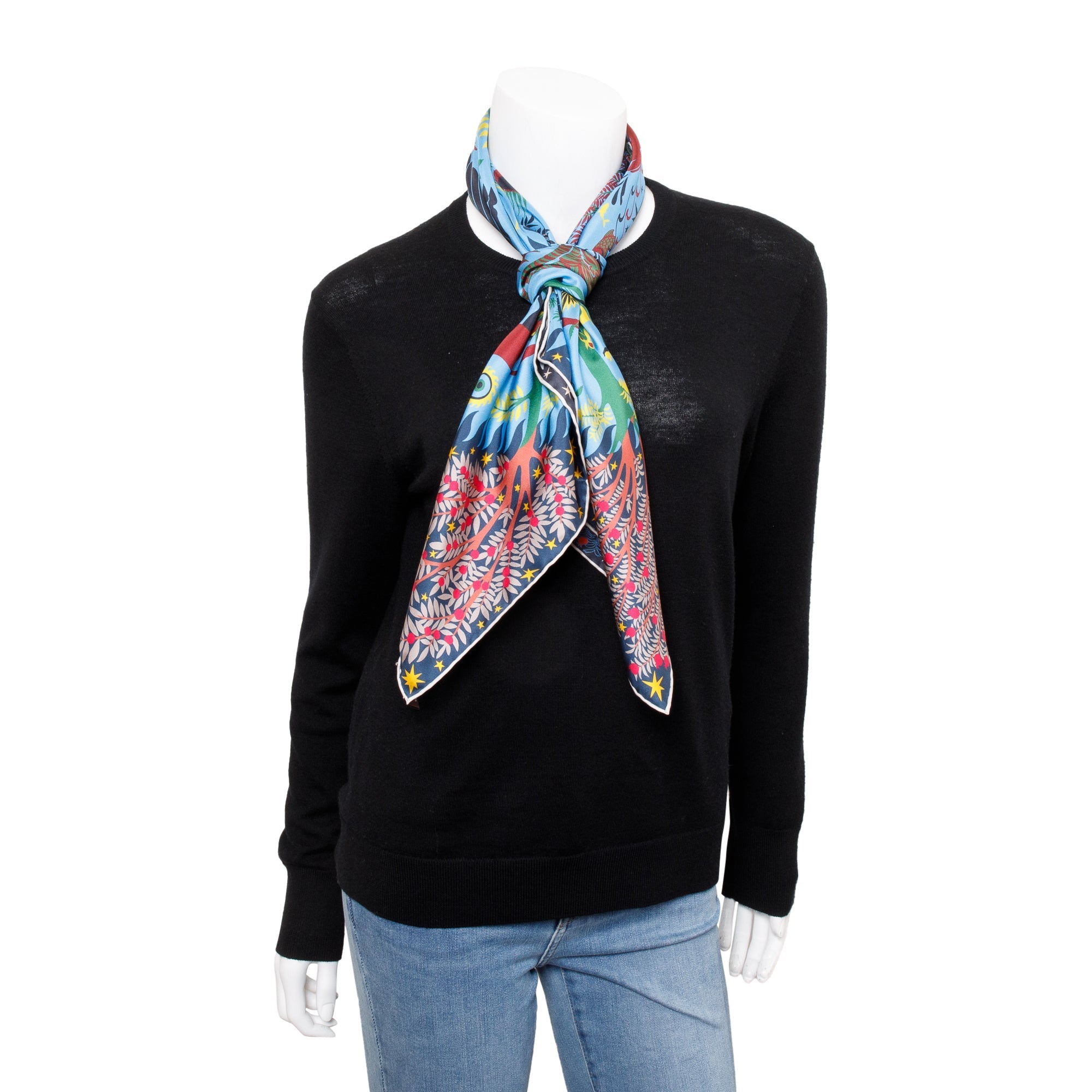 Hermes Sous 'Le Charme D'Orphee' Double Face Silk Scarf 90 w/ Box