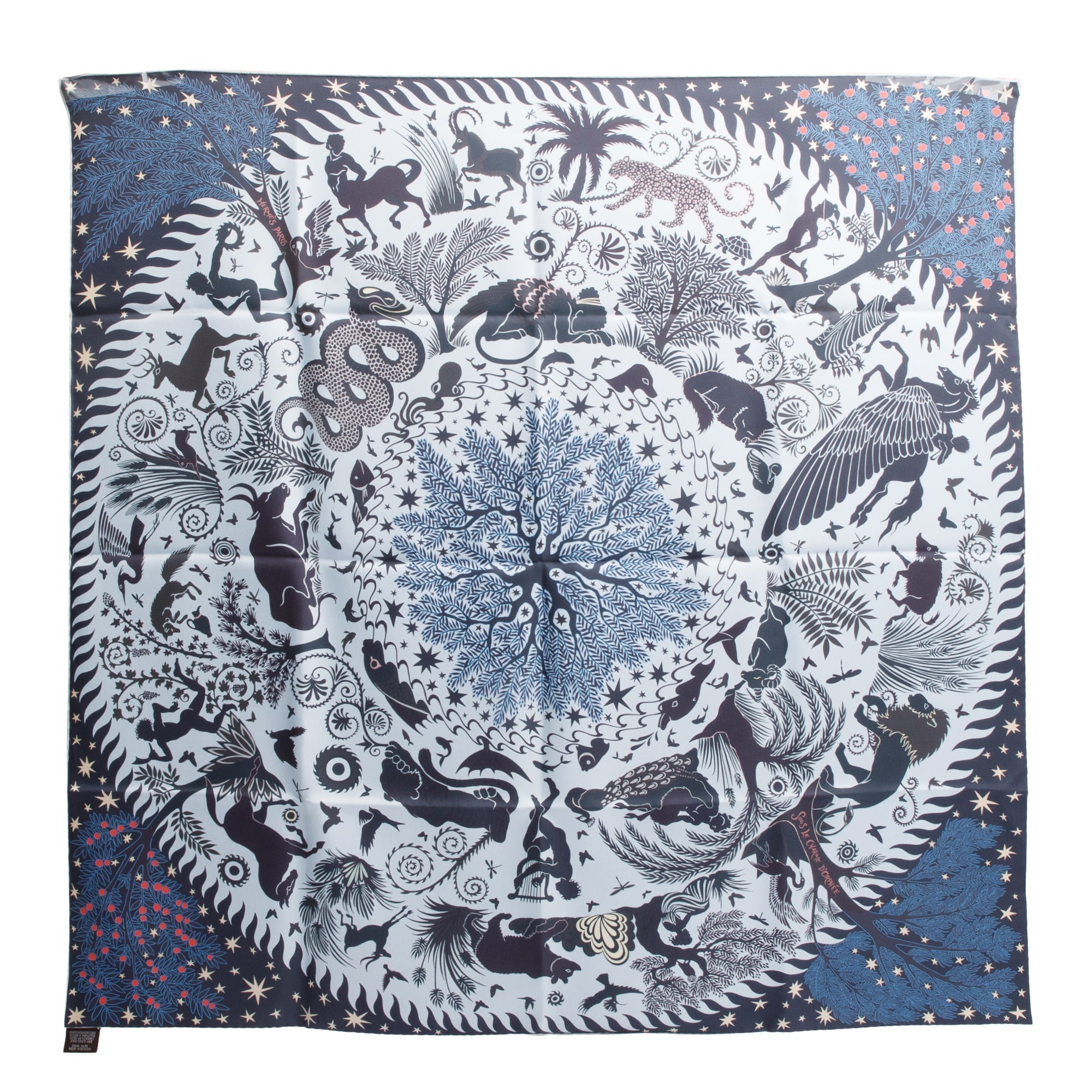 Hermes Sous 'Le Charme D'Orphee' Double Face Silk Scarf 90 w/ Box