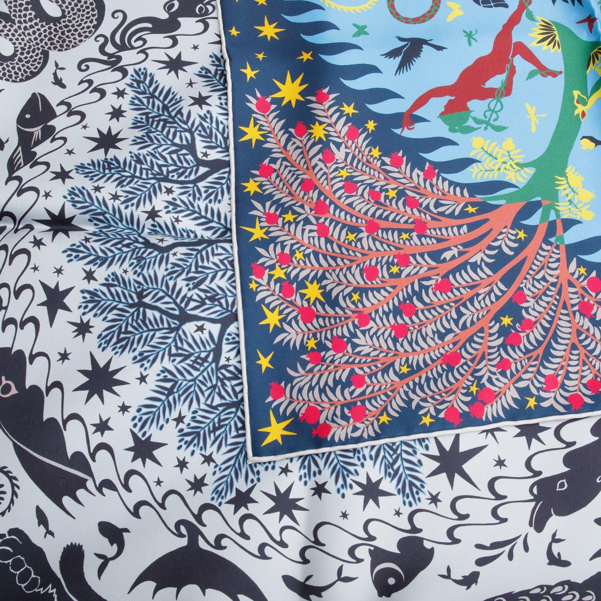 Hermes Sous 'Le Charme D'Orphee' Double Face Silk Scarf 90 w/ Box