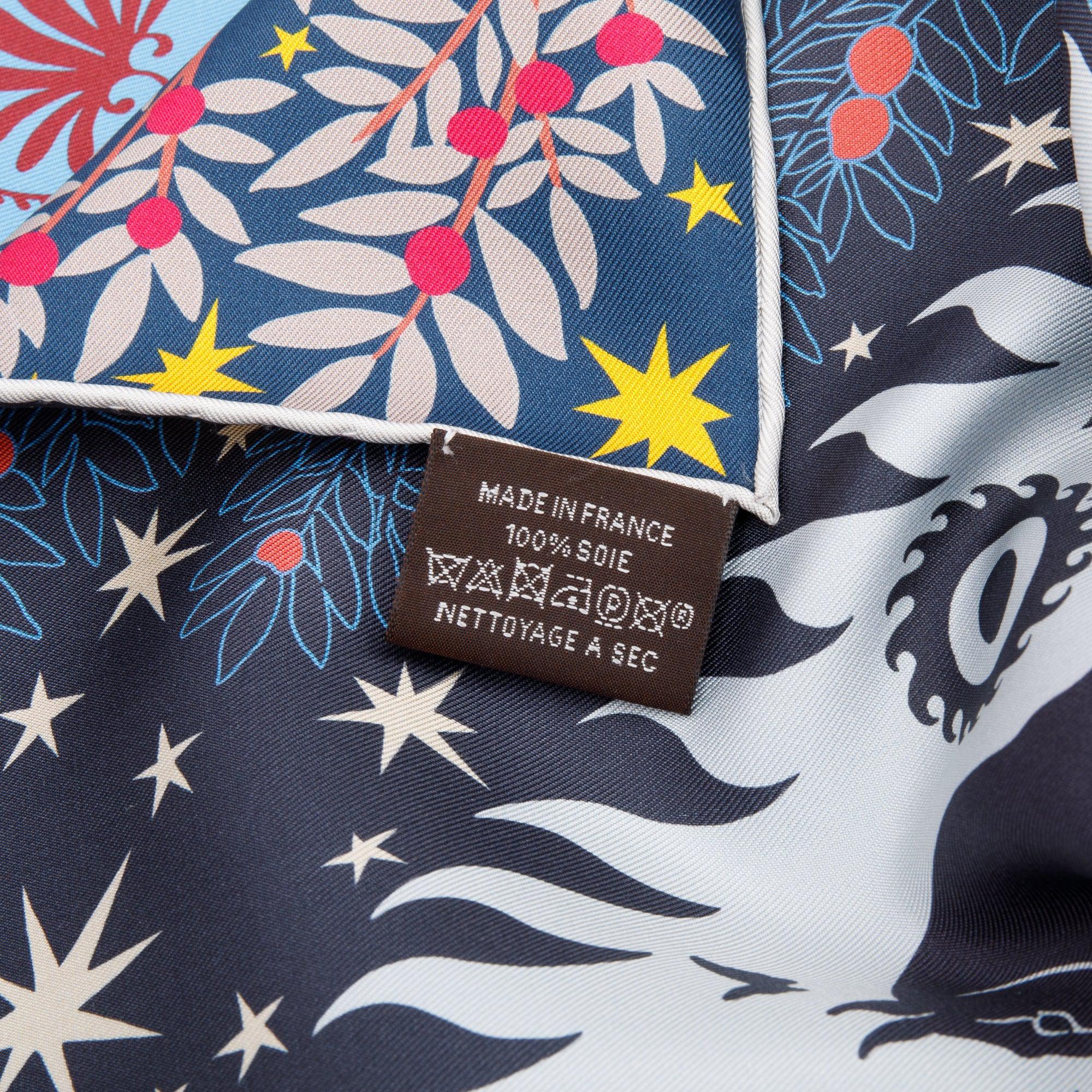 Hermes Sous 'Le Charme D'Orphee' Double Face Silk Scarf 90 w/ Box