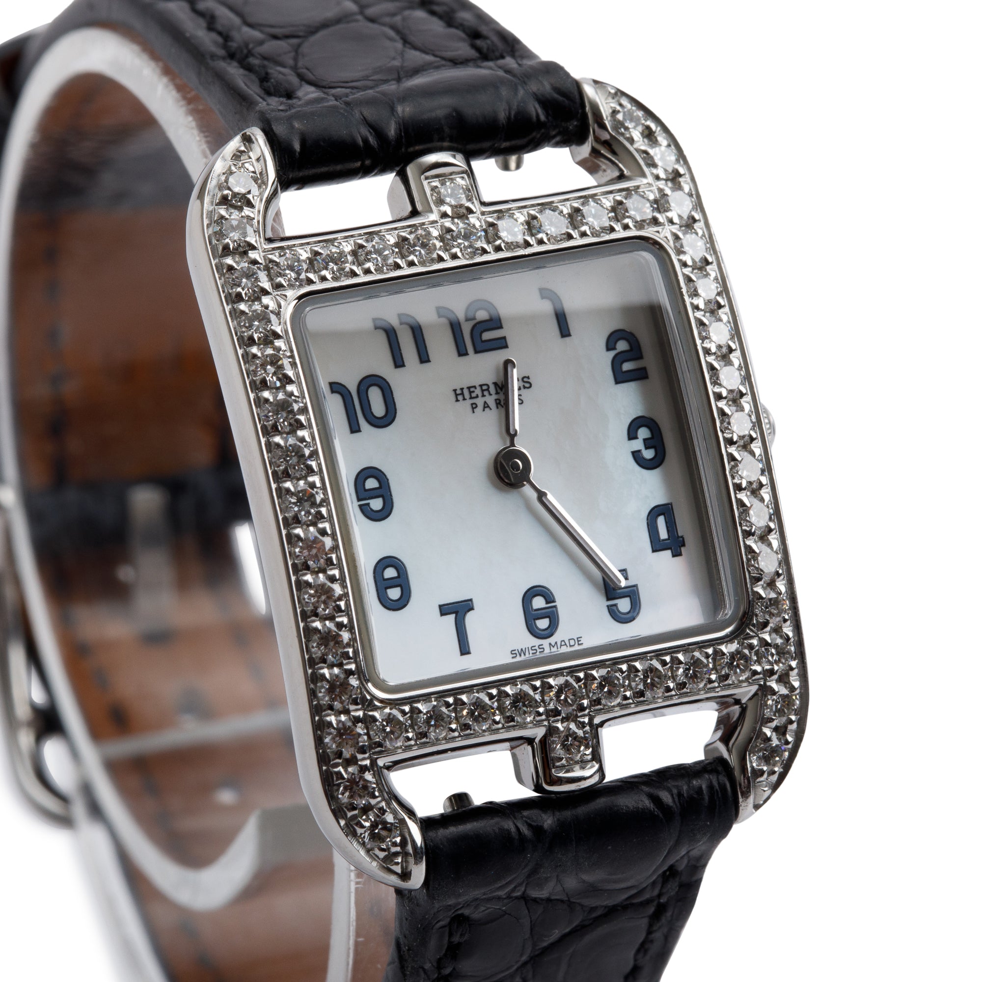 Hermes Stainless Steel Diamond Bezel Cape Cod 23 MM Watch