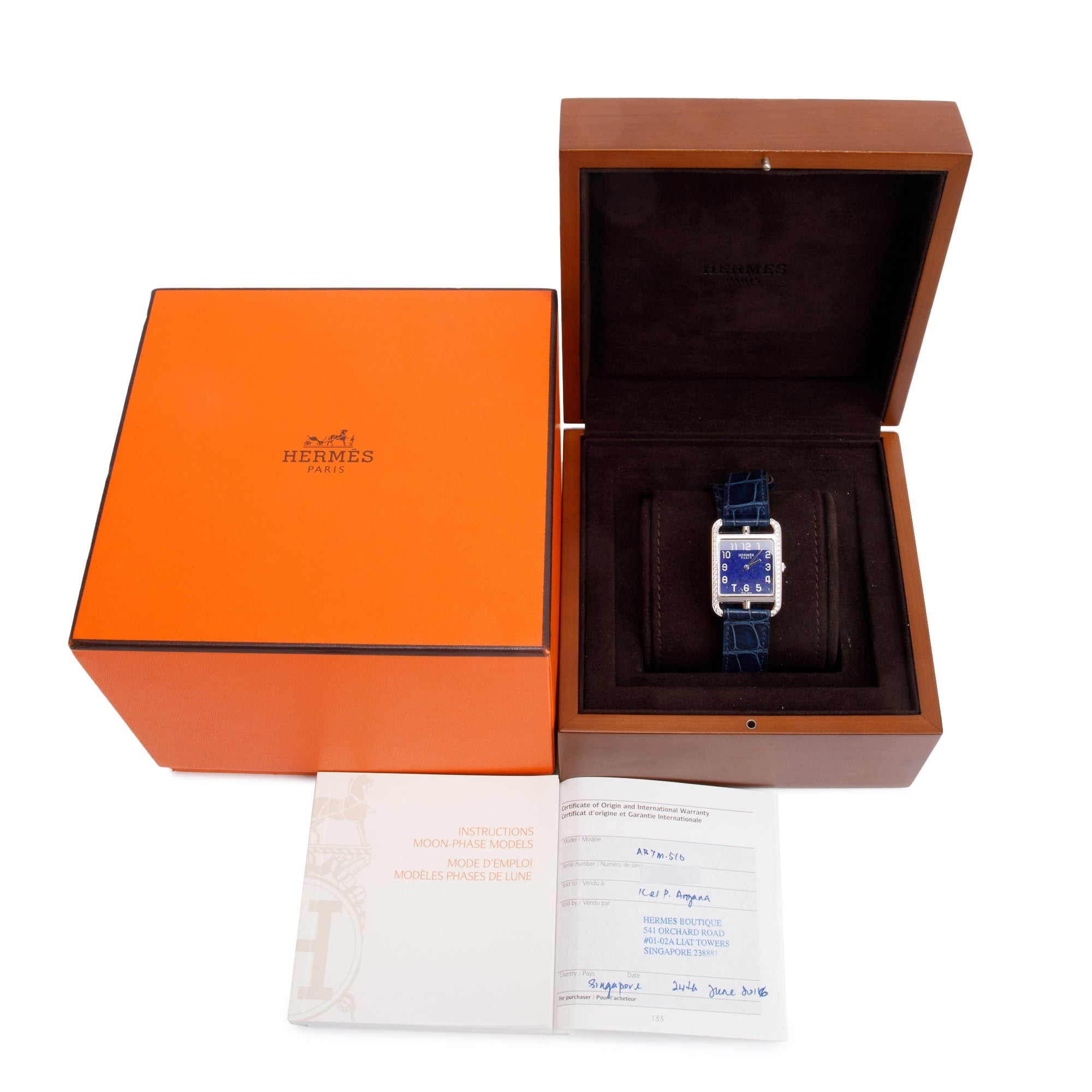 Hermes Stainless Steel Diamond Bezel Cape Cod 29 MM Double Tour Watch w/ Box & Papers