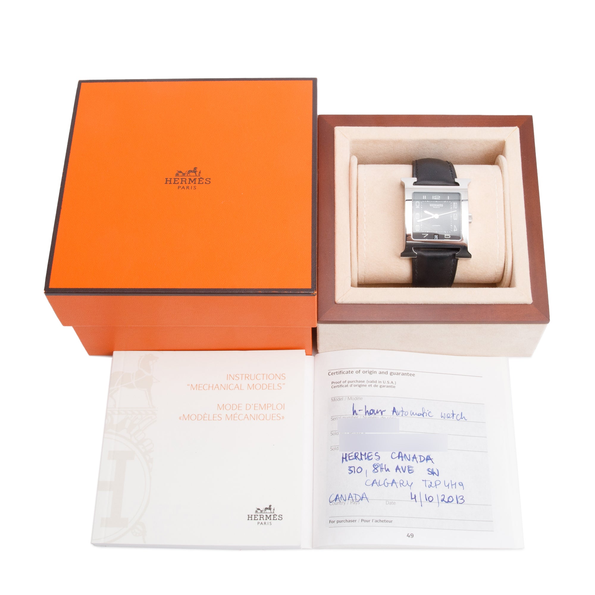 Hermes Stainless Steel Heure H 32 MM Automatic Watch w/ Box & Papers