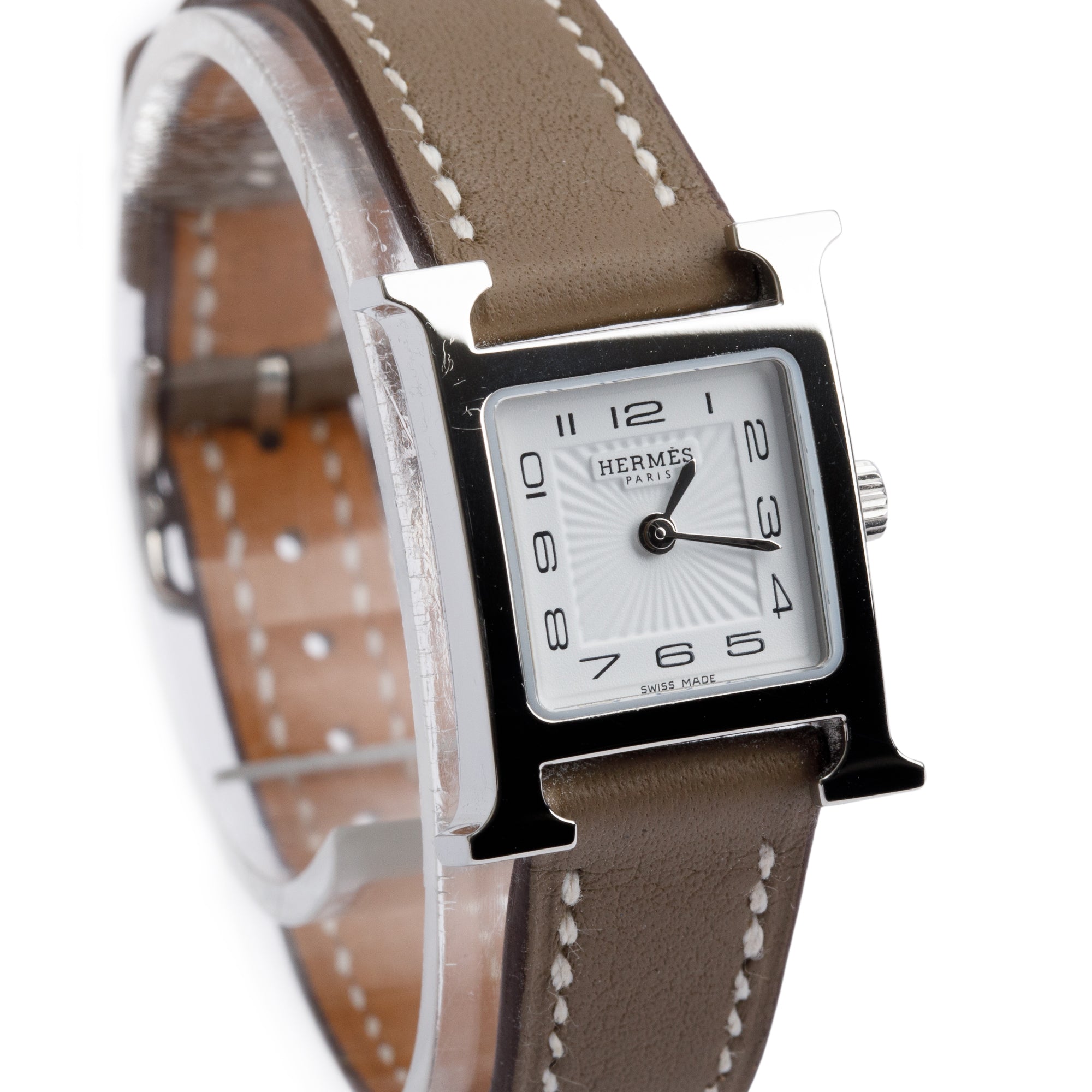 Hermes Stainless Steel Heure H Mini Model 17 MM Watch w/ Box & Paper