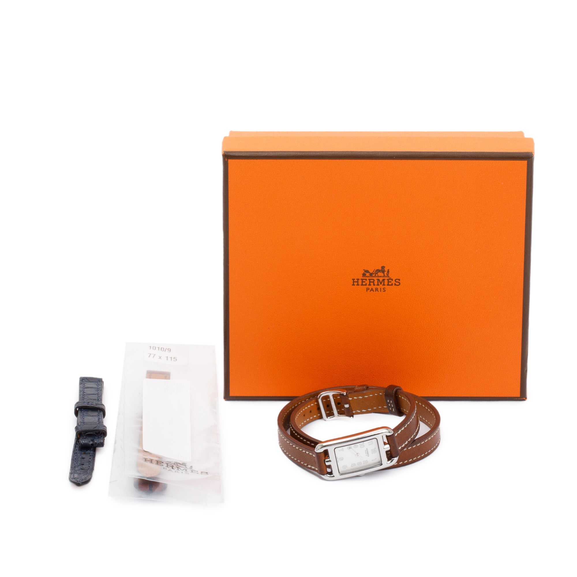 Hermes Stainless Steel Nantucket 29 MM Watch, Small Model w/ Box & Extra Straps