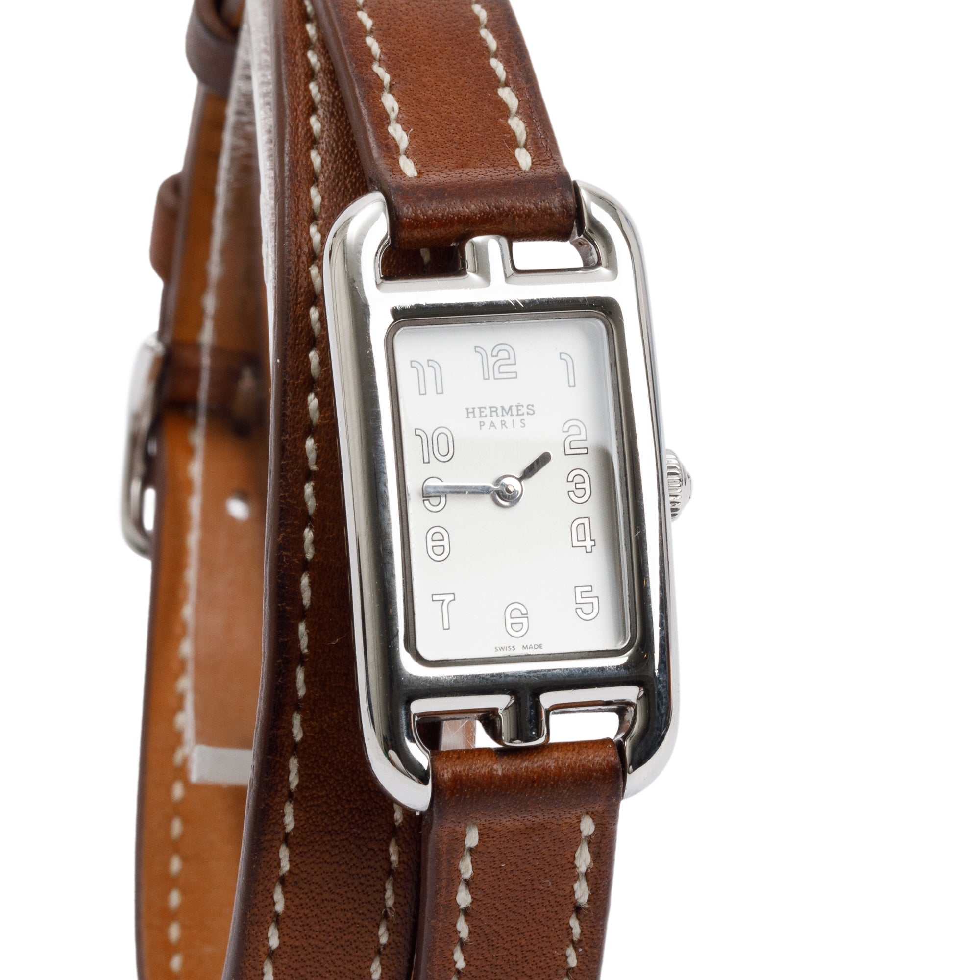 Hermes Stainless Steel Nantucket 29 MM Watch, Small Model w/ Box & Extra Straps