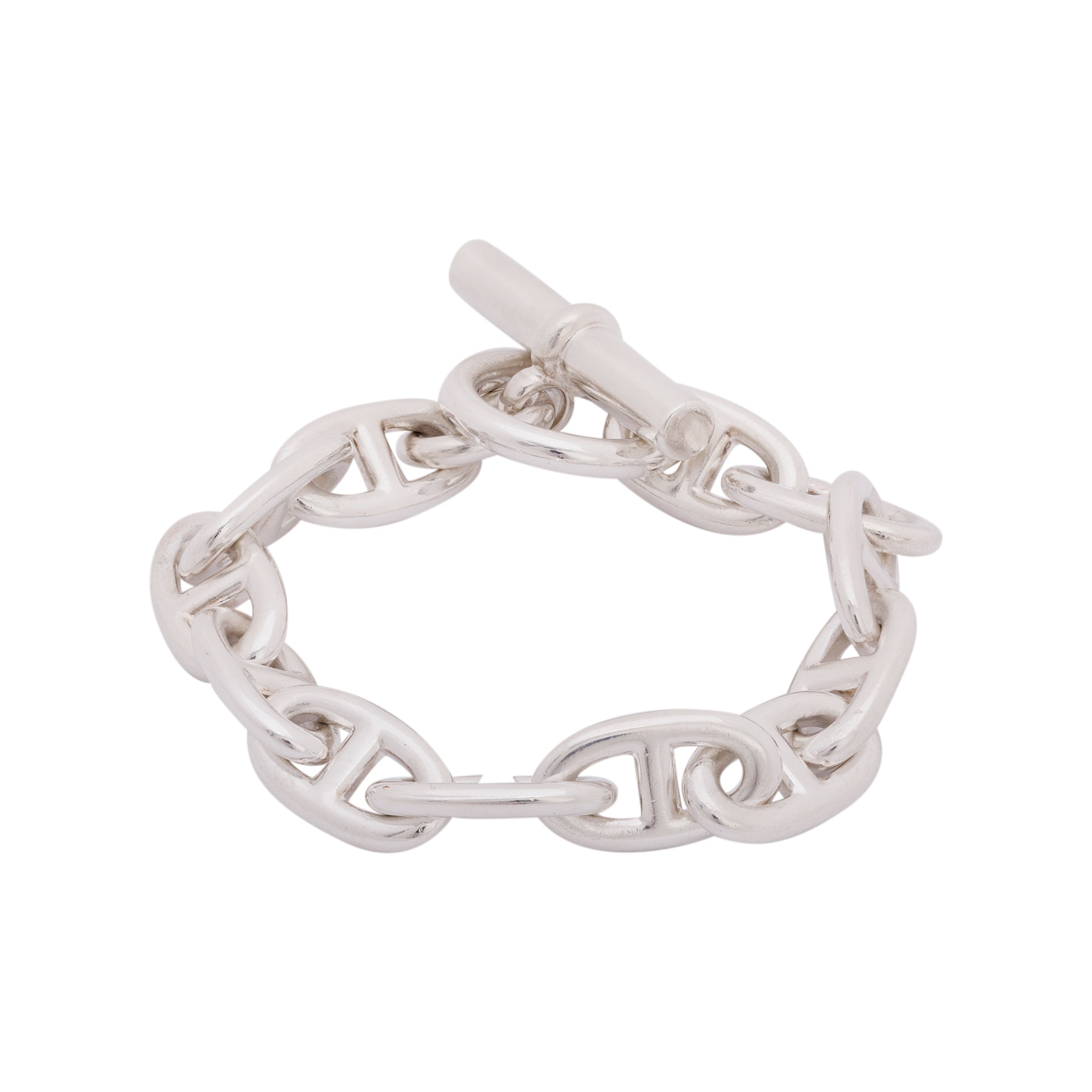 Hermes Sterling Silver Chaine D'Ancre Bracelet, Large Model w/ Box