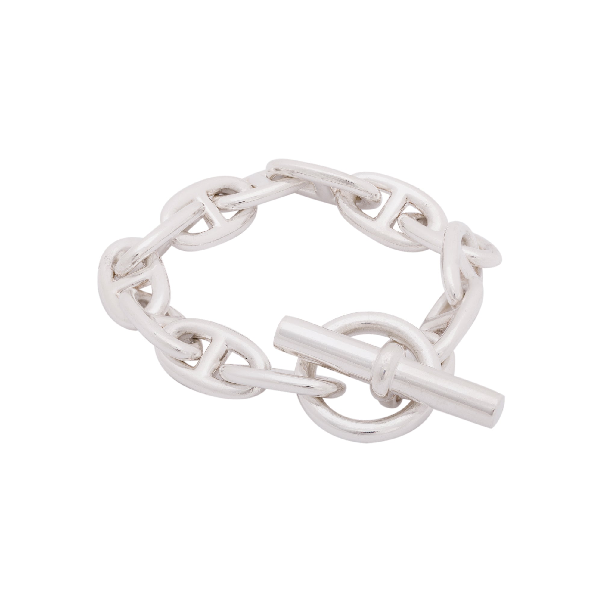Hermes Sterling Silver Chaine D'Ancre Bracelet, Large Model w/ Box