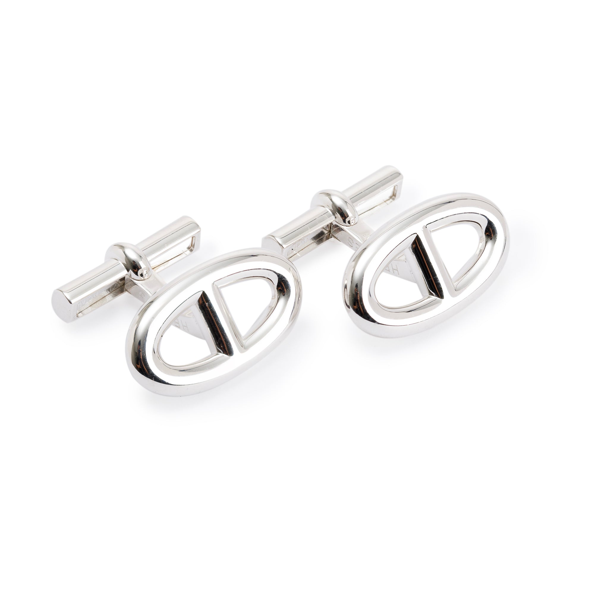 Hermes Sterling Silver Chaine D'Ancre Cufflinks w/ Box