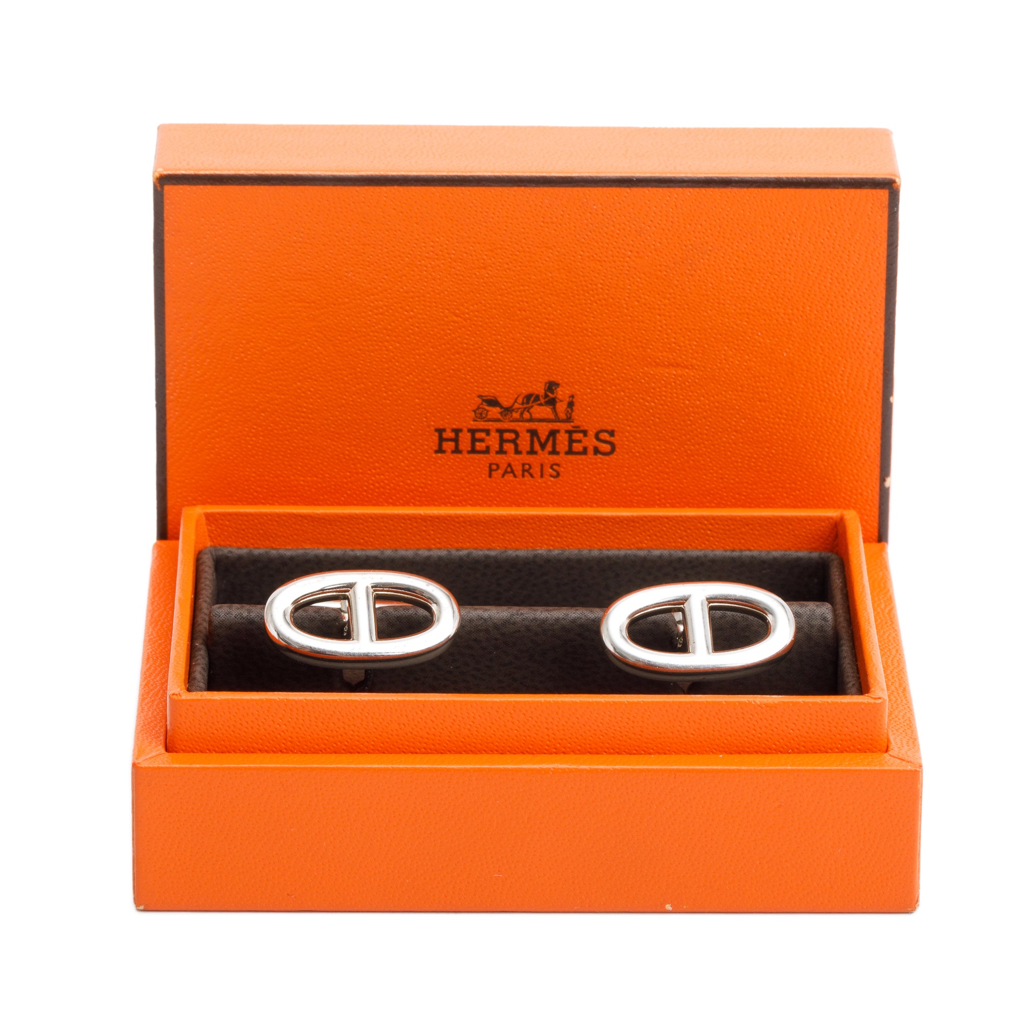 Hermes Sterling Silver Chaine D'Ancre Cufflinks w/ Box