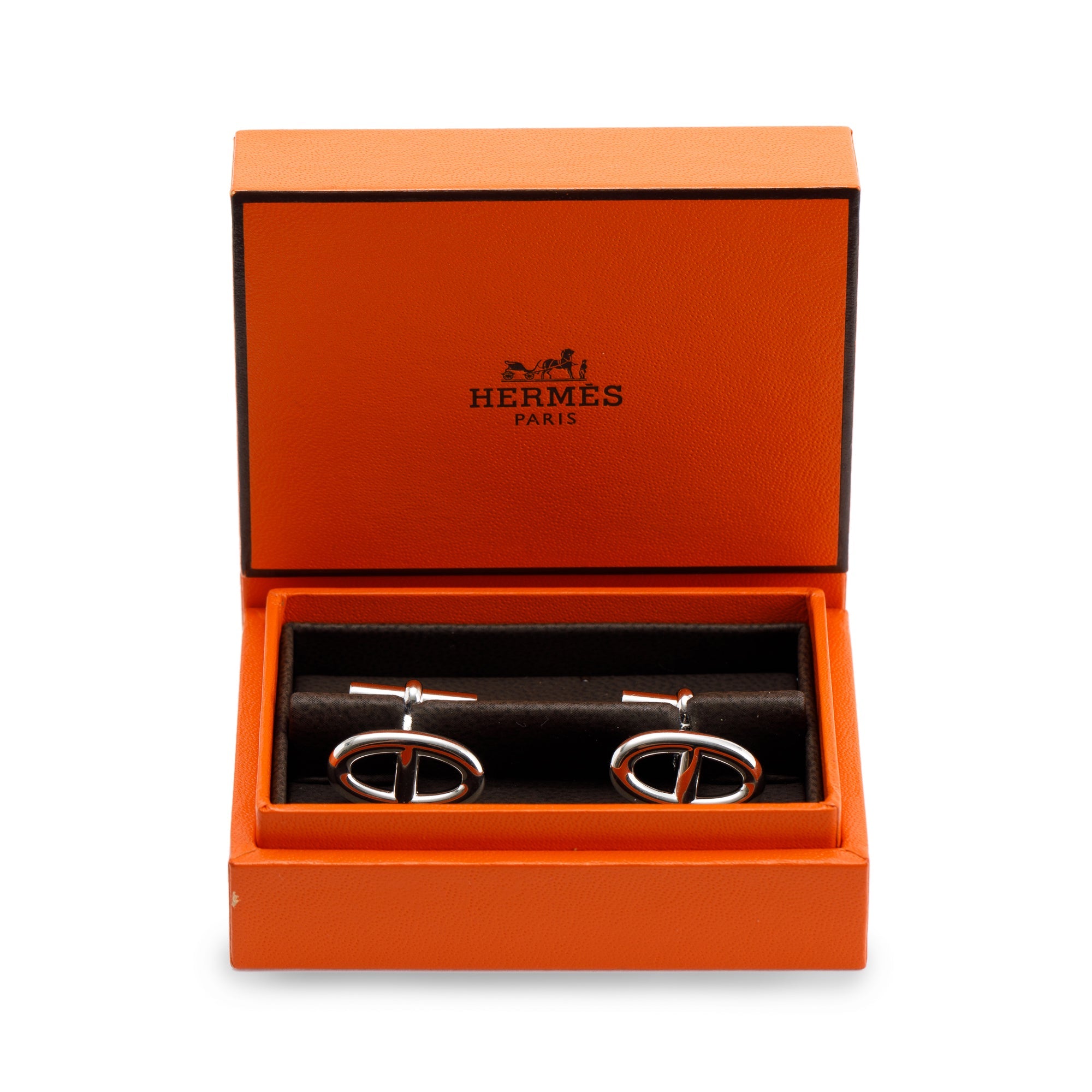 Hermes Sterling Silver Chaine D'Ancre Cufflinks w/ Box