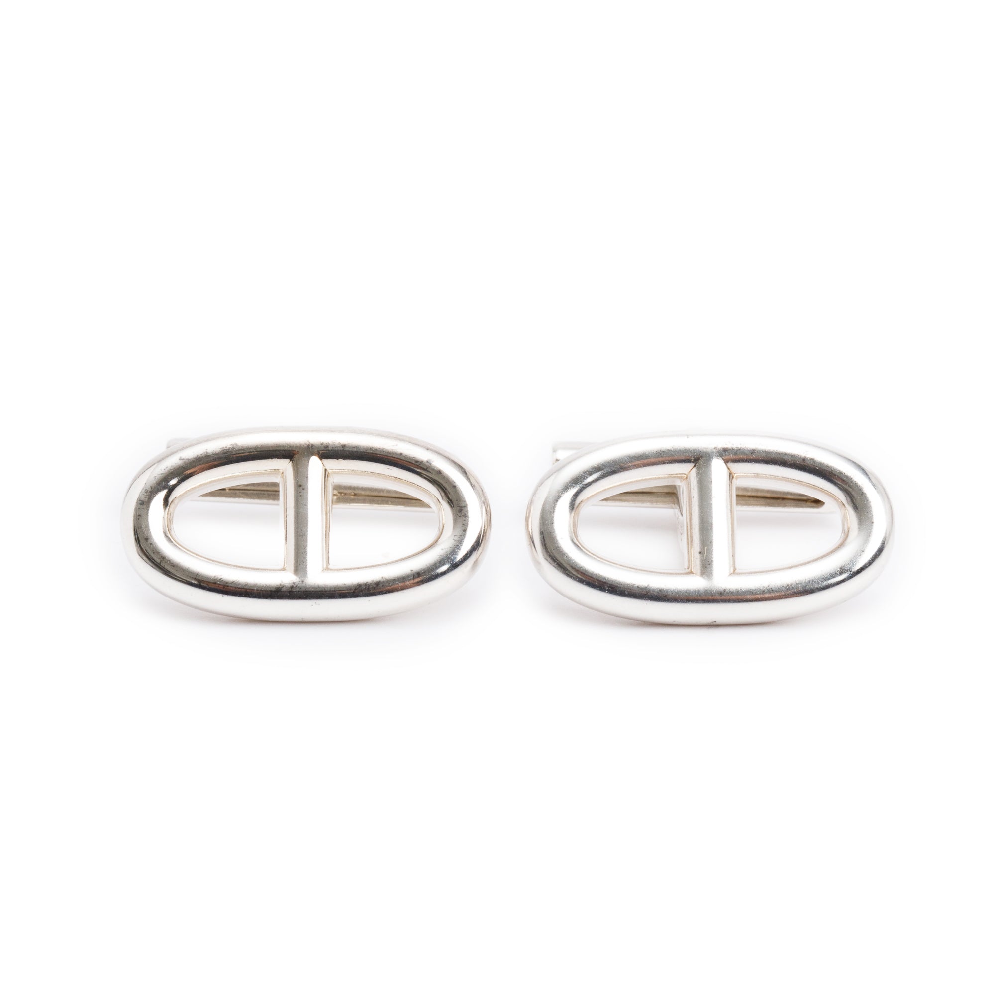 Hermes Sterling Silver Chaine D'Ancre Cufflinks w/ Box