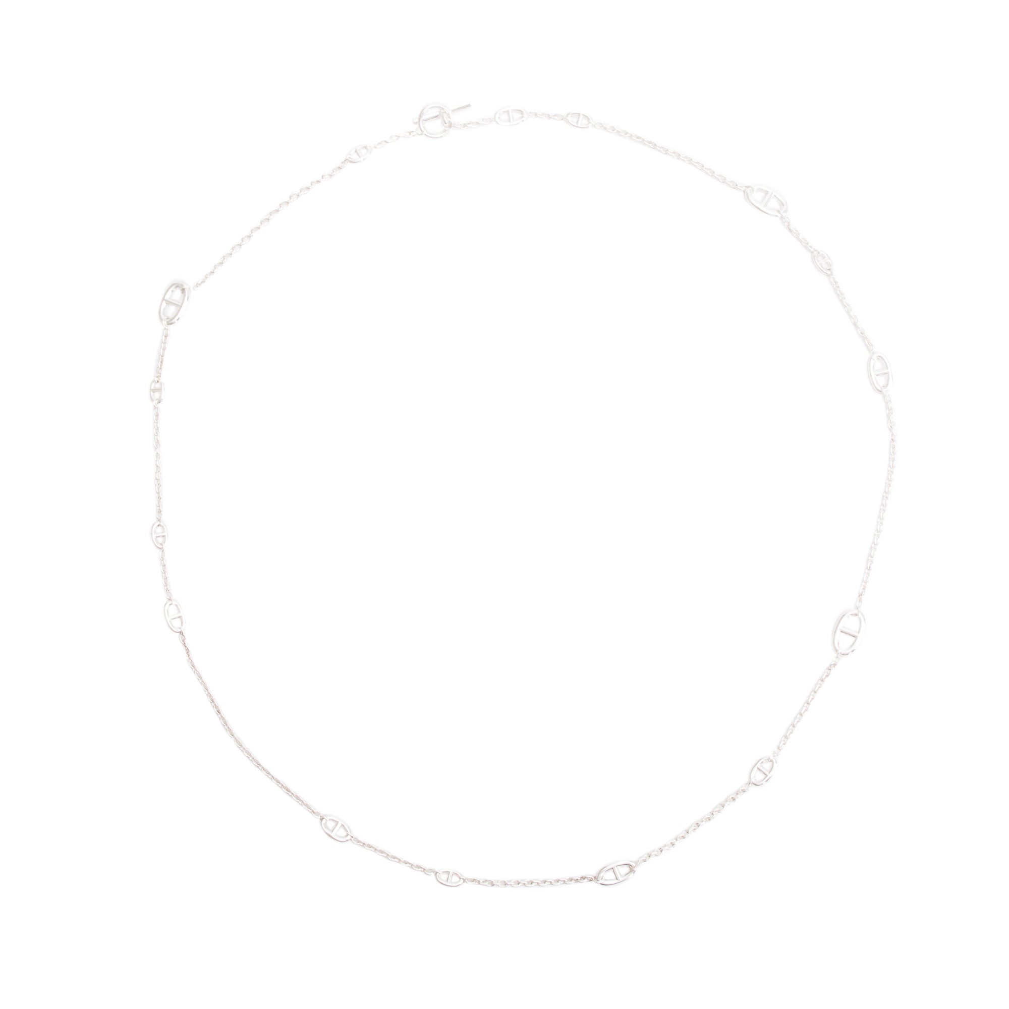 Hermes Sterling Silver Farandole Long Necklace, 120 cm w/ Box