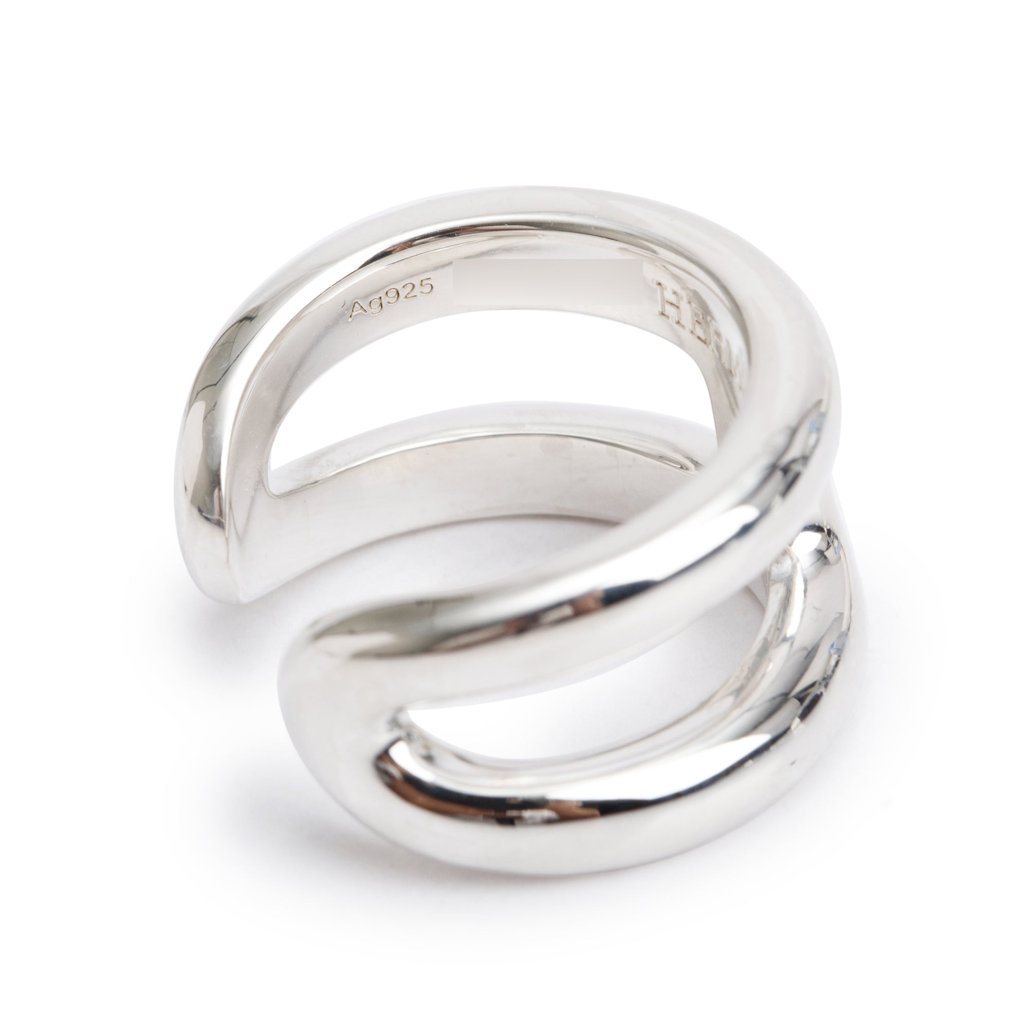 Hermes Sterling Silver Osmose Ring, Small Model Size 54 7