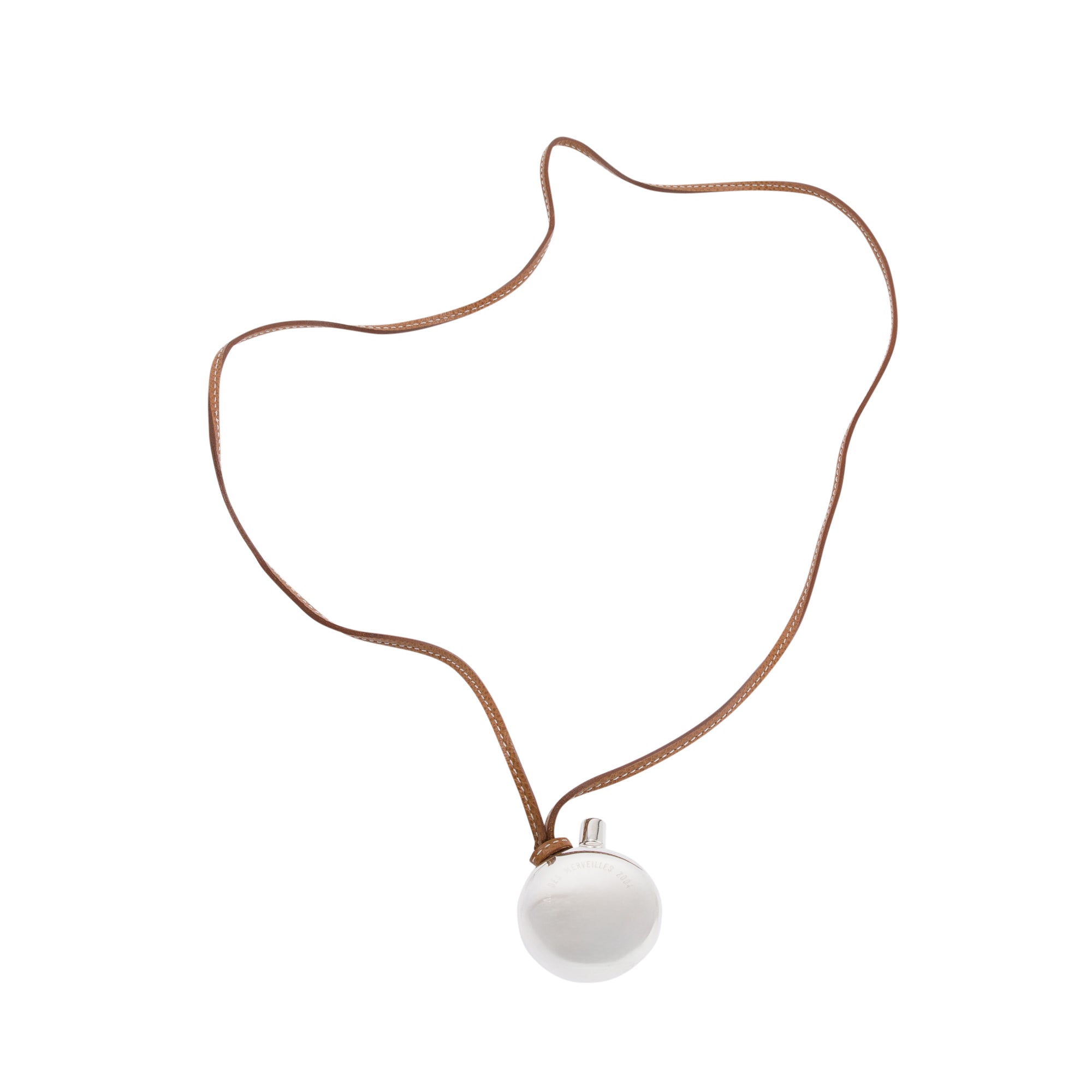 Hermes Sterling Silver Perfume Bottle Pendant Necklace