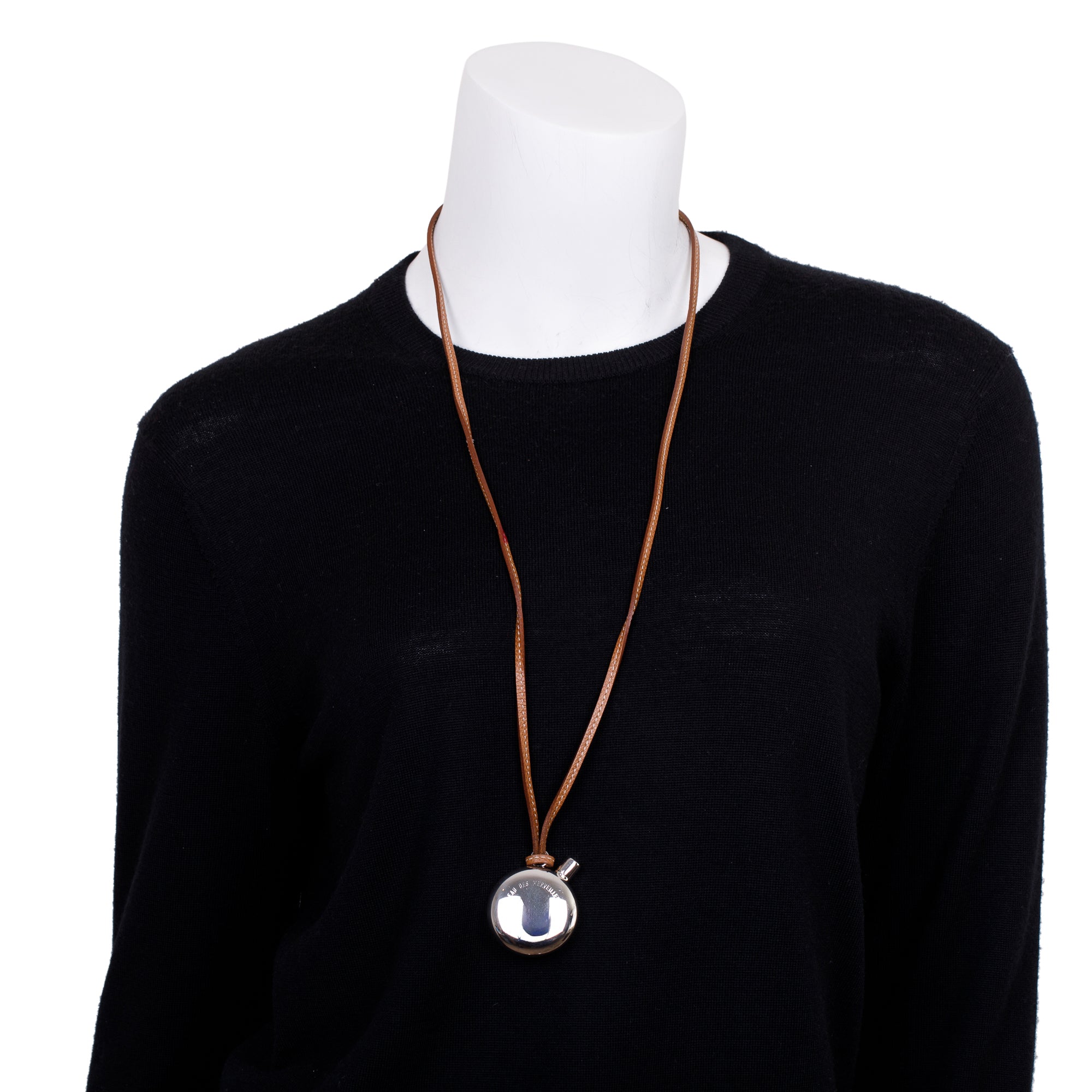 Hermes Sterling Silver Perfume Bottle Pendant Necklace