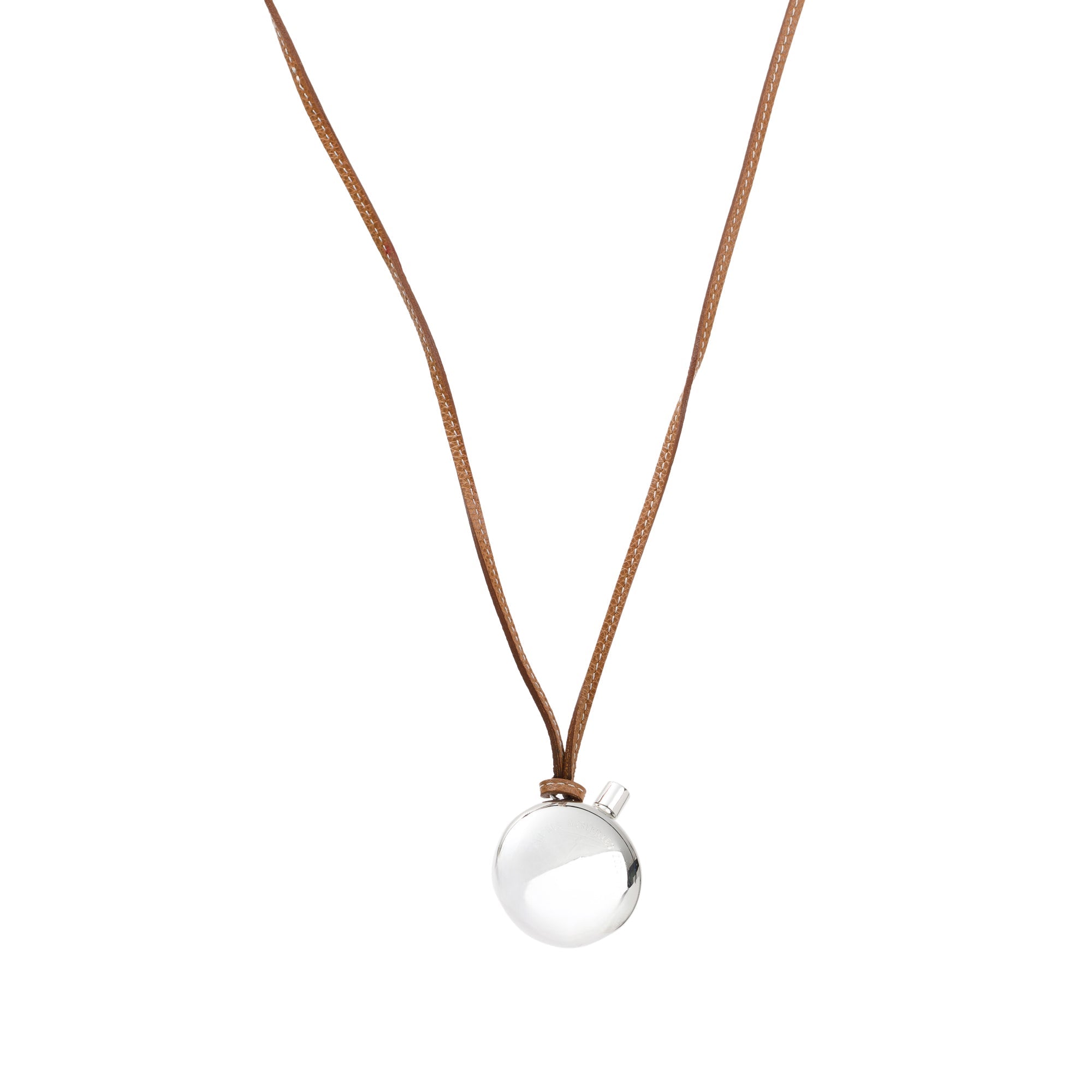 Hermes Sterling Silver Perfume Bottle Pendant Necklace