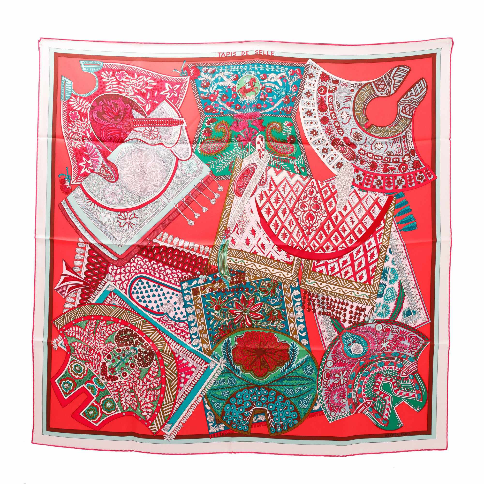 Hermes 'Tapis de Selle' Silk Scarf 90 w/ Box