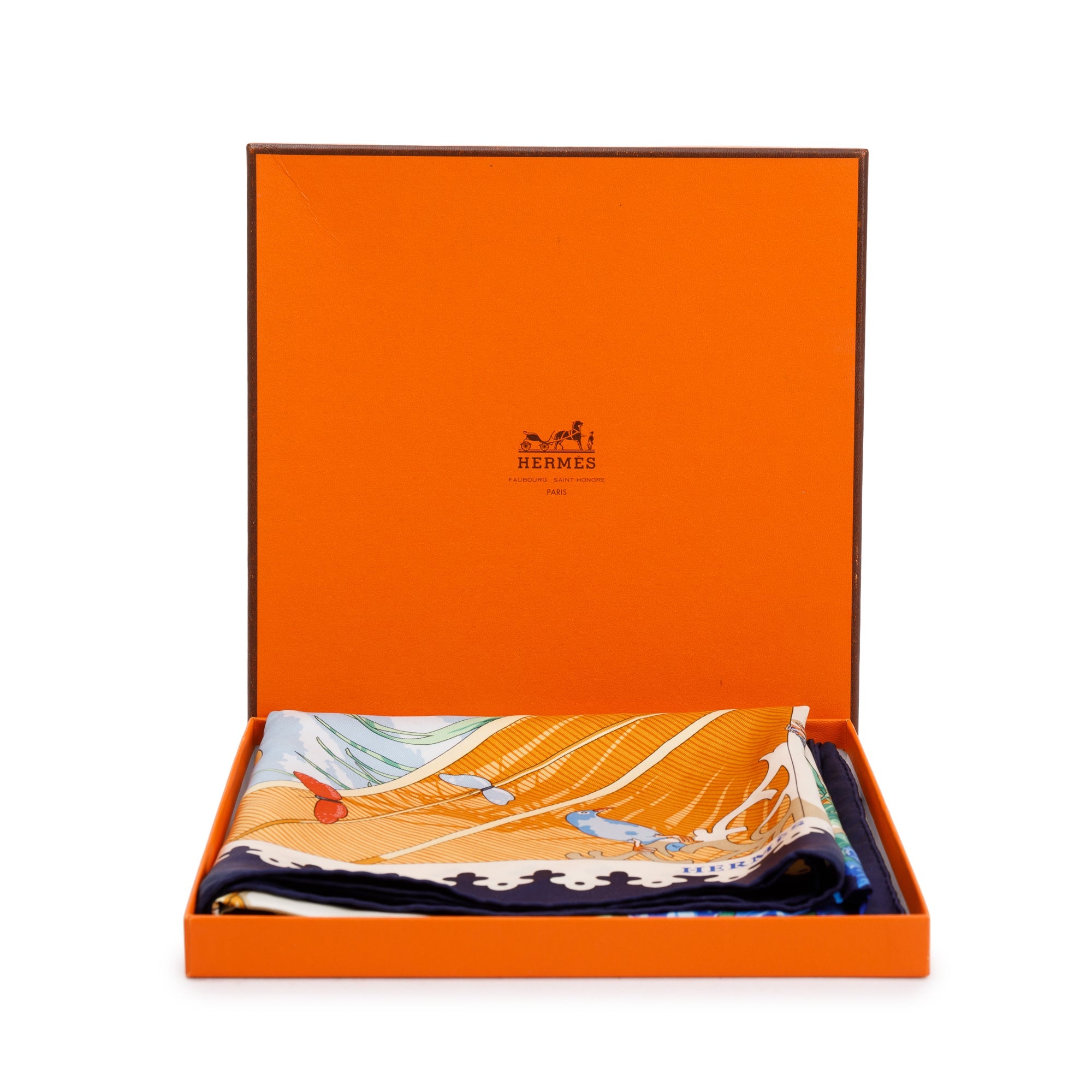 Hermes 'Varangues' Multicolour Silk Scarf 90 w/ Box