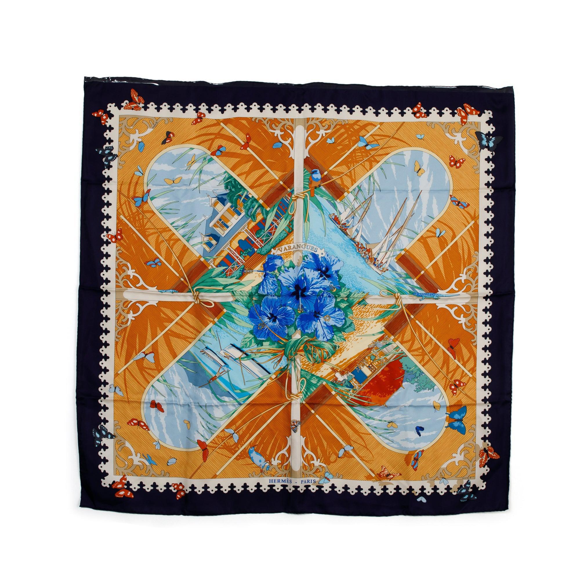 Hermes 'Varangues' Multicolour Silk Scarf 90 w/ Box