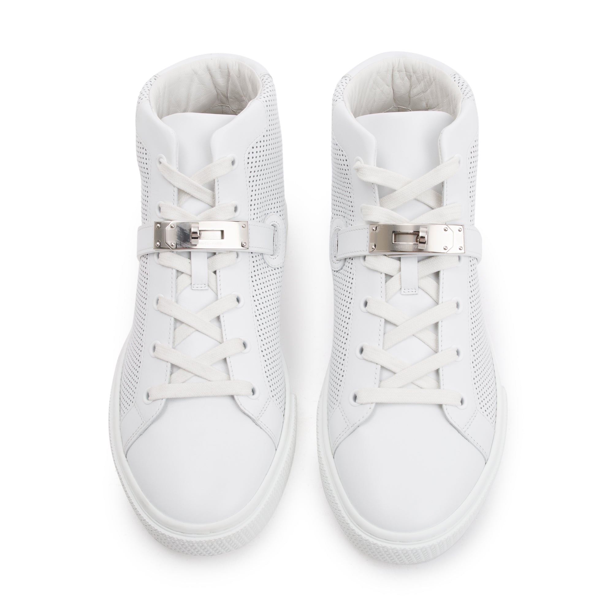 Hermes Veau Blanc Rubber Palladium Plated Kelly Buckle Daydream Sneakers, Size 40 w/ Box