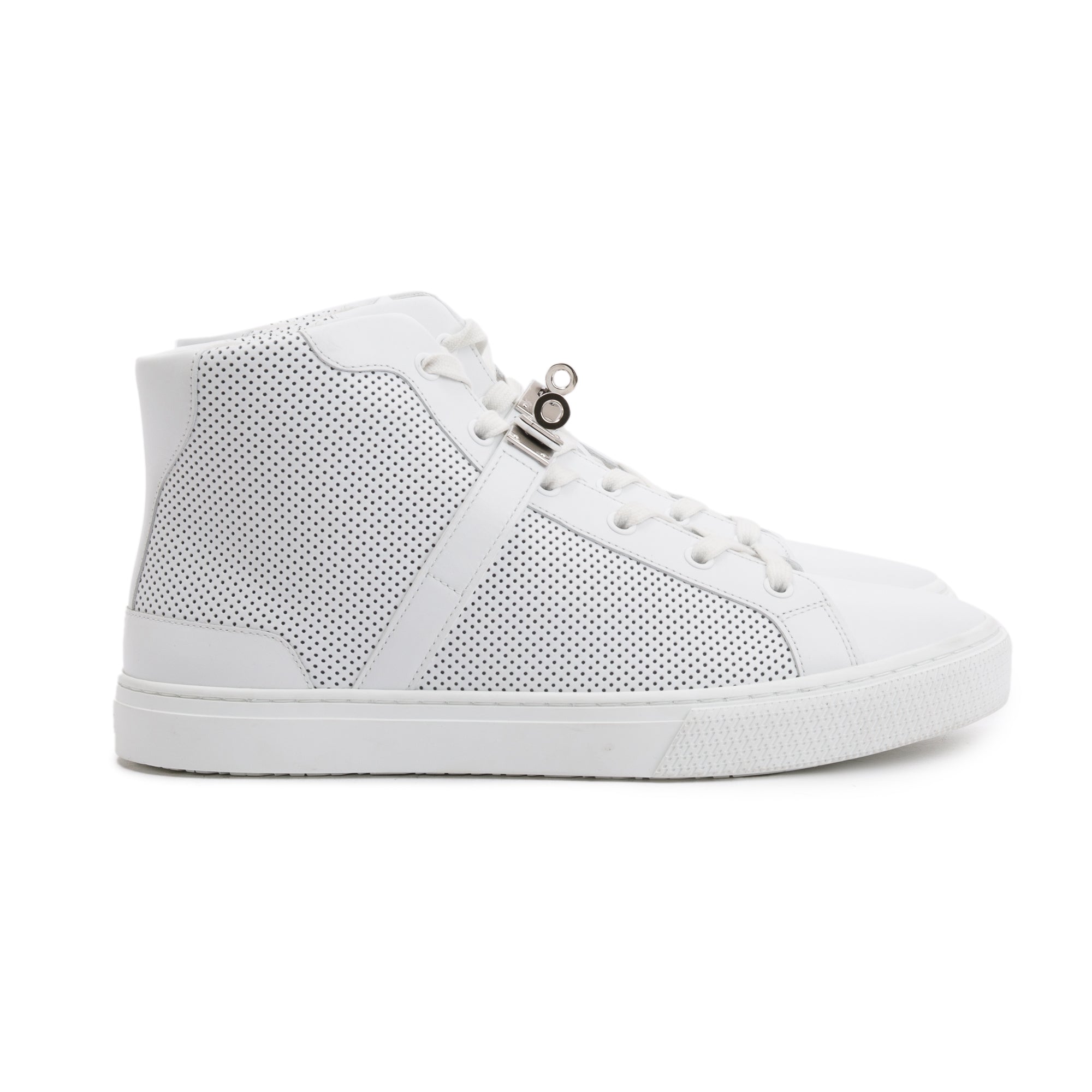 Hermes Veau Blanc Rubber Palladium Plated Kelly Buckle Daydream Sneakers, Size 40 w/ Box