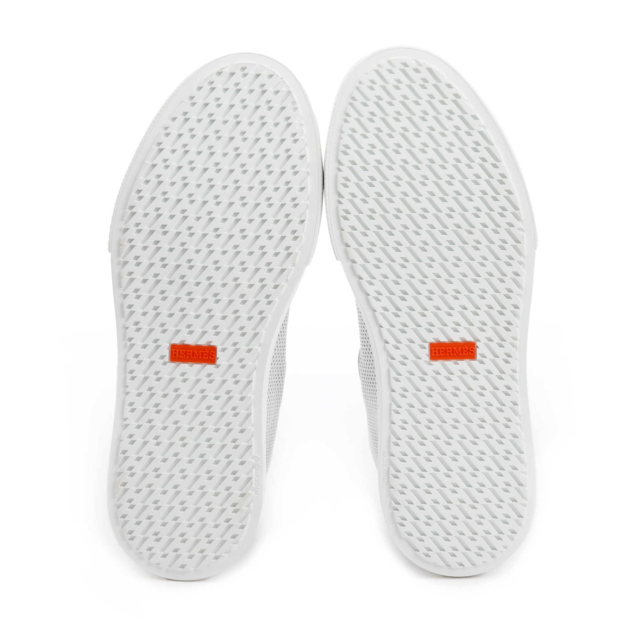 Hermes Veau Blanc Rubber Palladium Plated Kelly Buckle Daydream Sneakers, Size 40 w/ Box