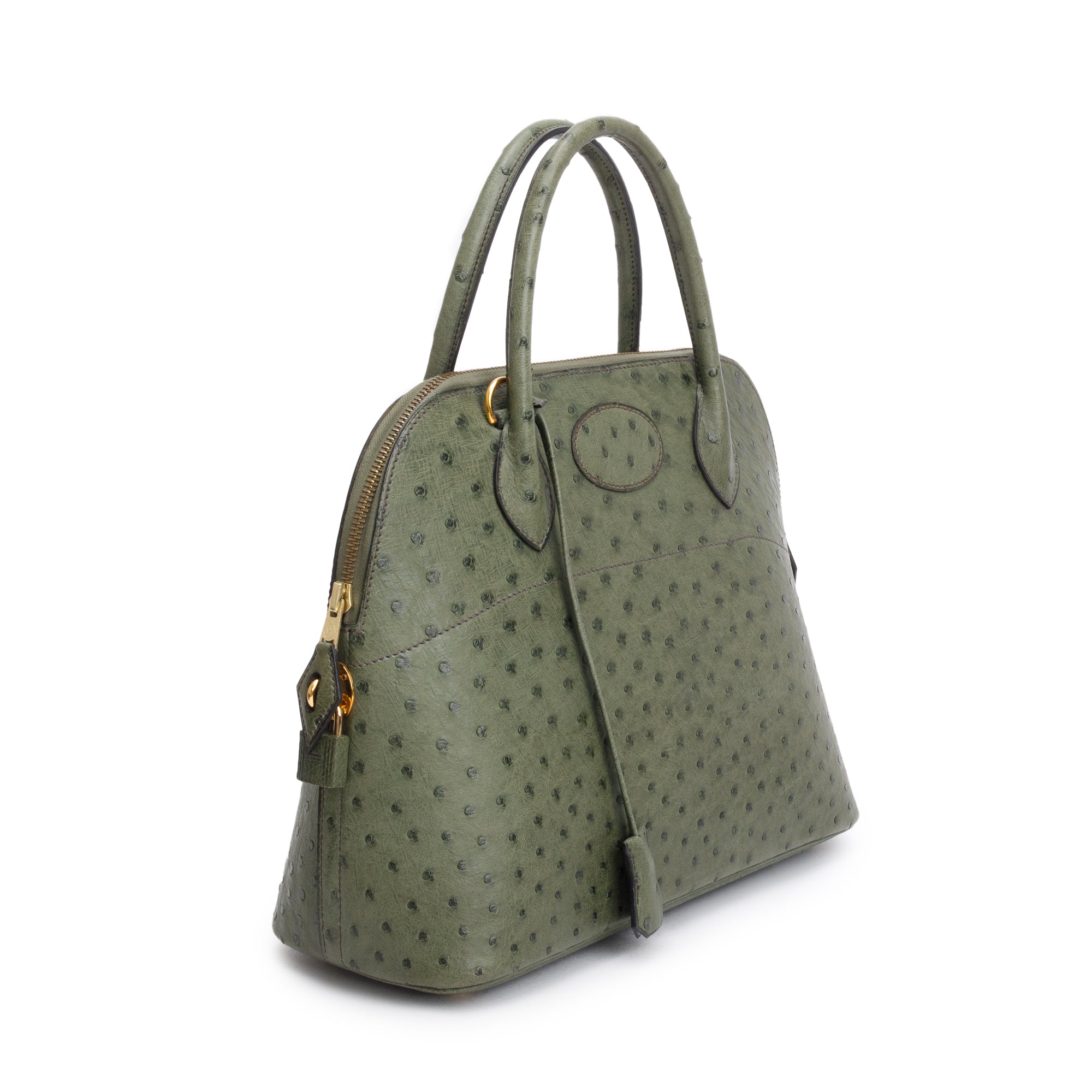 Hermes Vert Olive Ostrich Bolide 31 w/ Strap