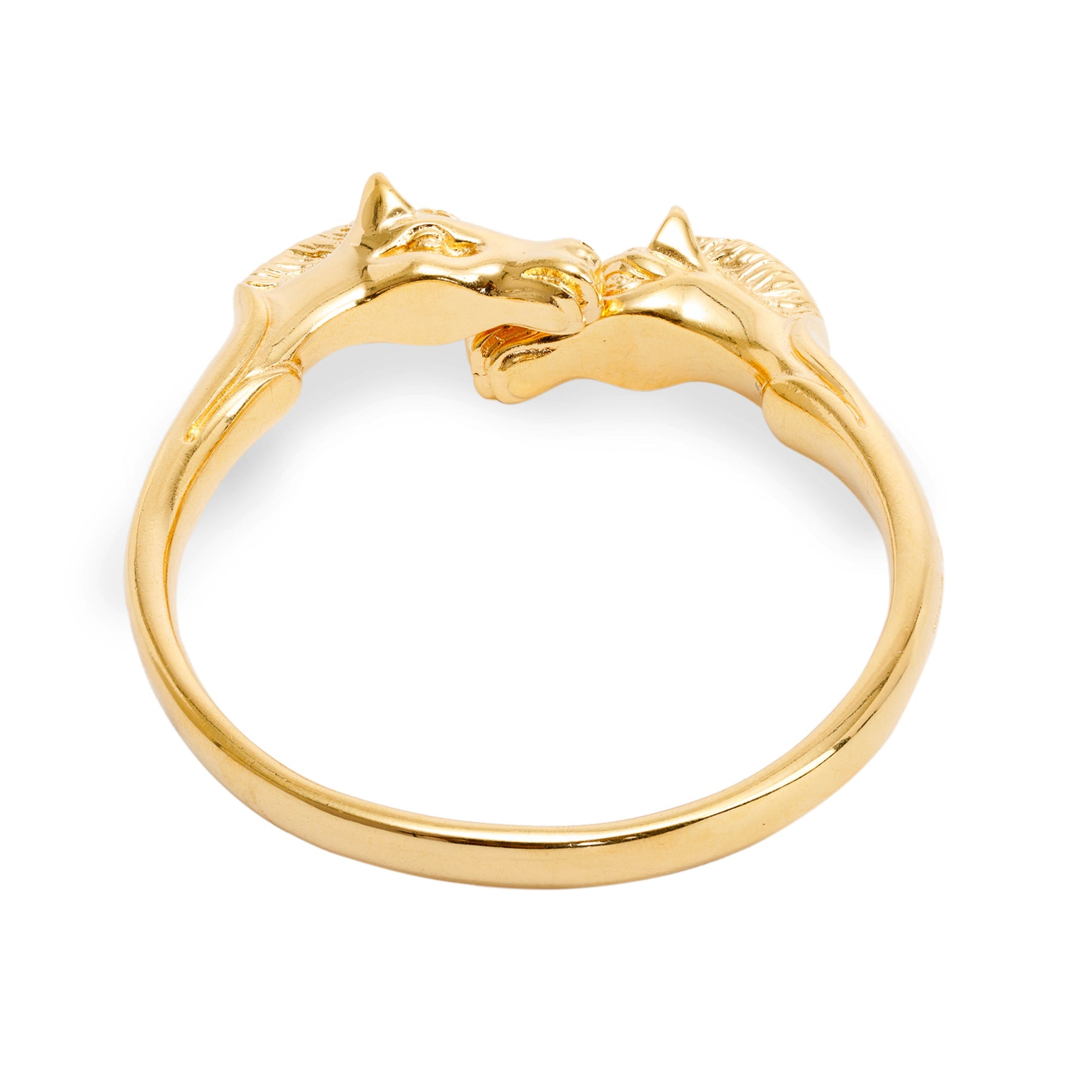 Hermes Vintage Gold Plated Double Horse Head Bracelet