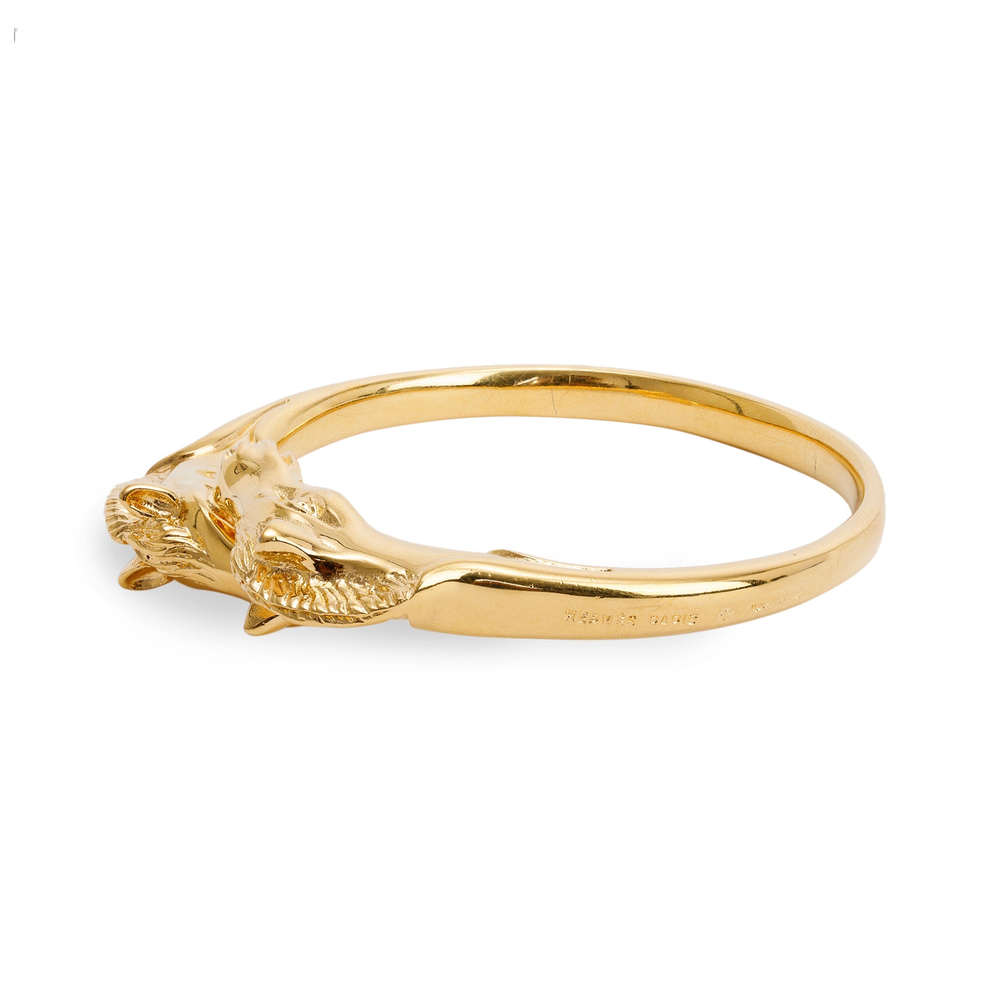 Hermes Vintage Gold Plated Double Horse Head Bracelet