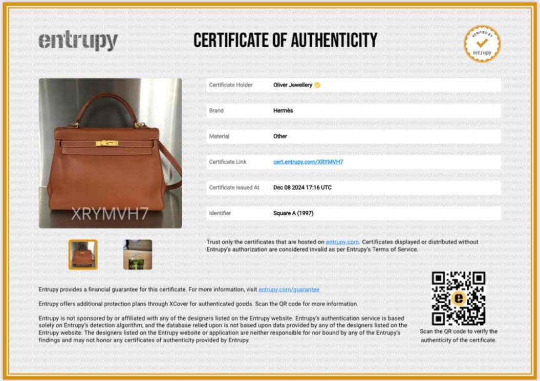 Hermes Vintage Gold Taurillon Clemence Kelly Retourne 32 w/ Strap