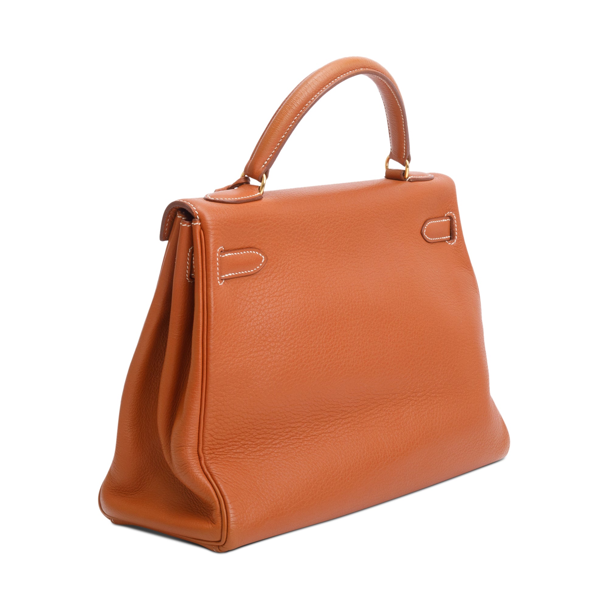Hermes Vintage Gold Taurillon Clemence Kelly Retourne 32 w/ Strap