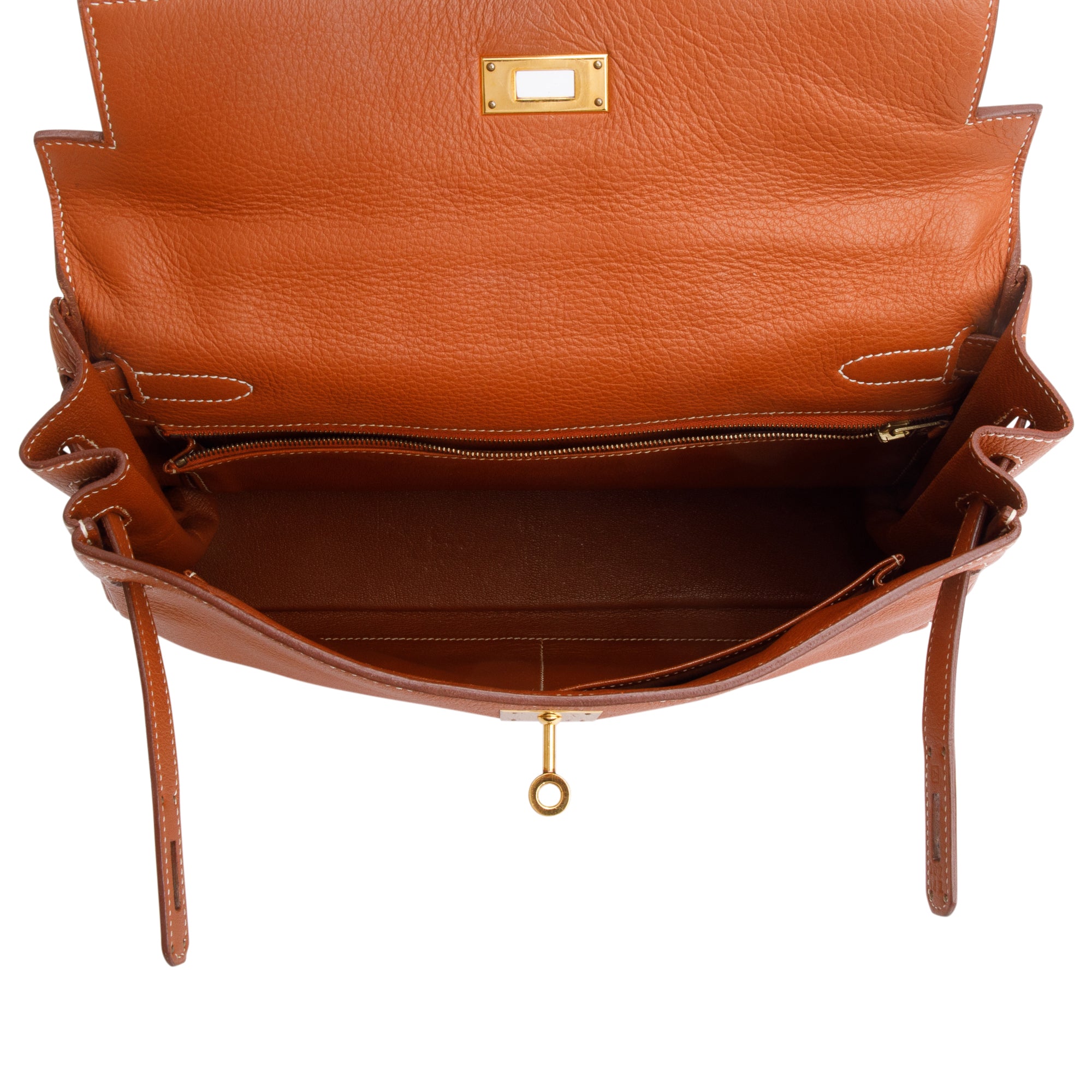 Hermes Vintage Gold Taurillon Clemence Kelly Retourne 32 w/ Strap