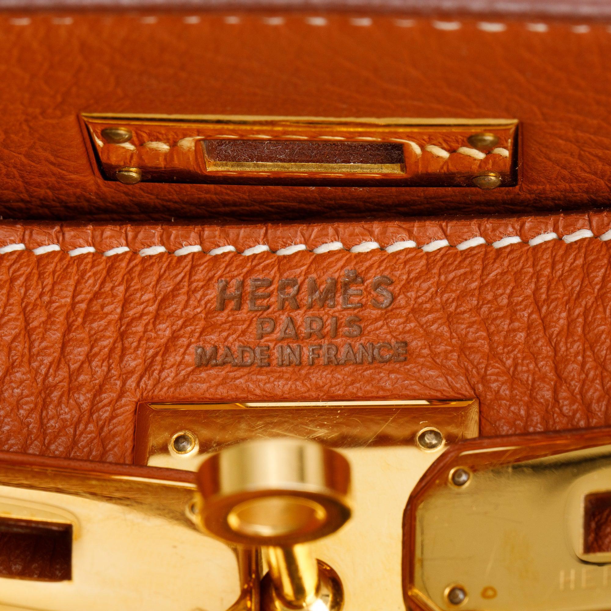 Hermes Vintage Gold Taurillon Clemence Kelly Retourne 32 w/ Strap
