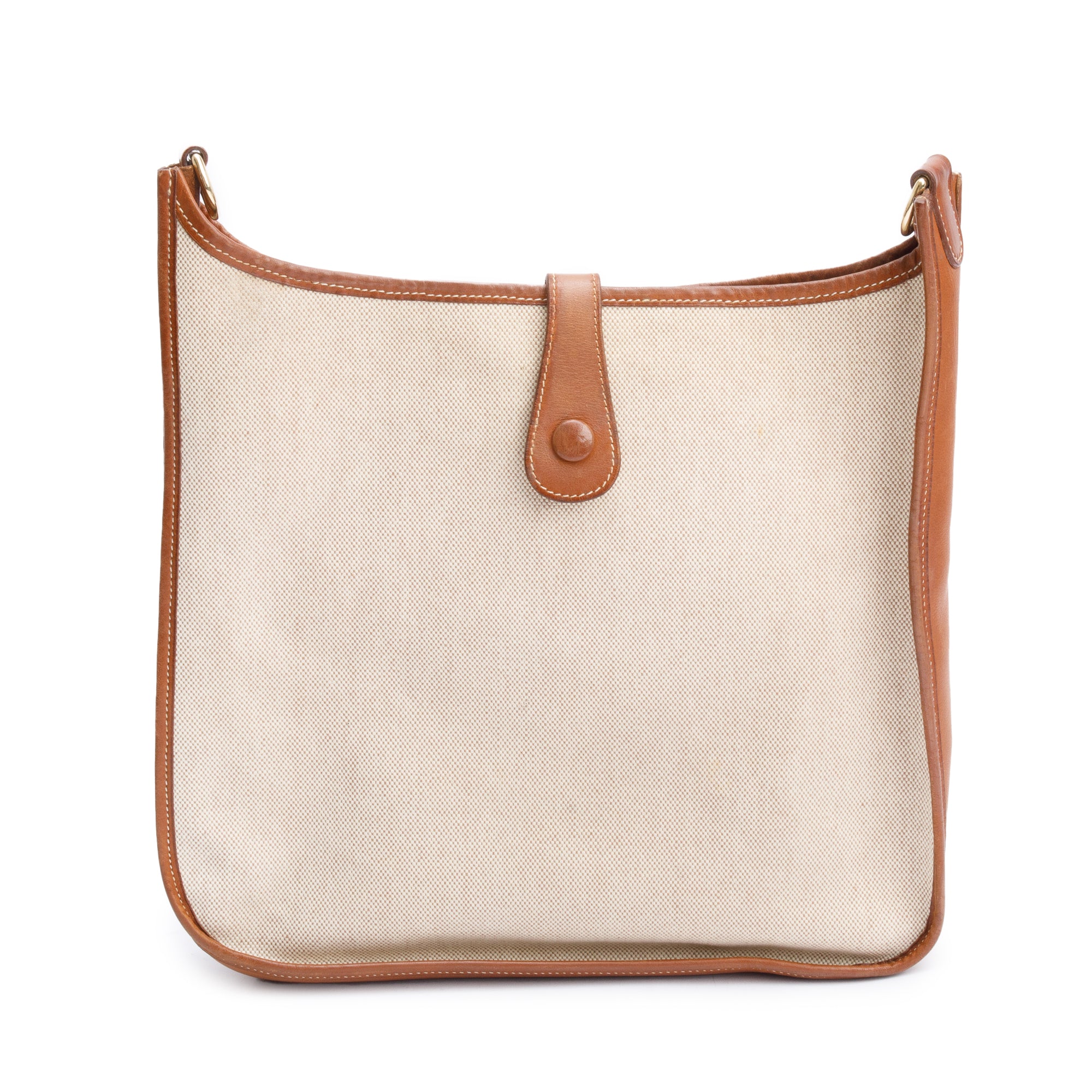 Hermes Vintage Natural Fauve Toile Barenia Evelyne I GM