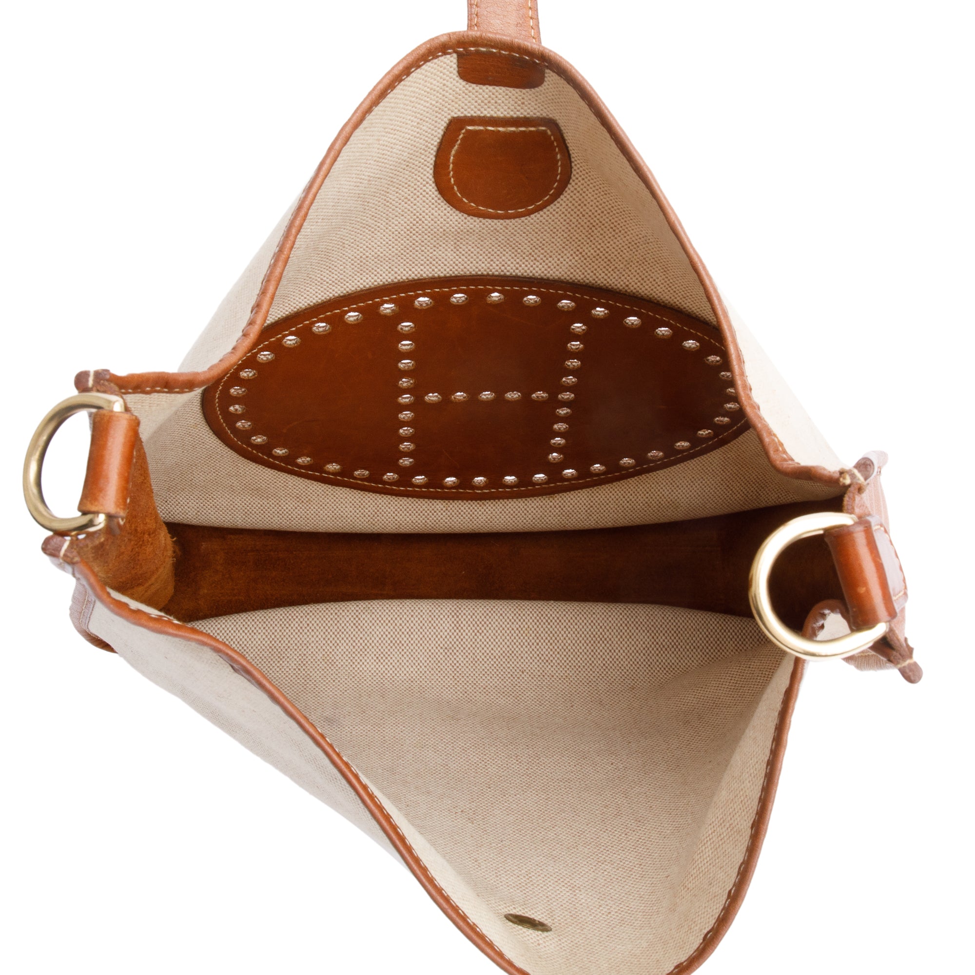 Hermes Vintage Natural Fauve Toile Barenia Evelyne I GM