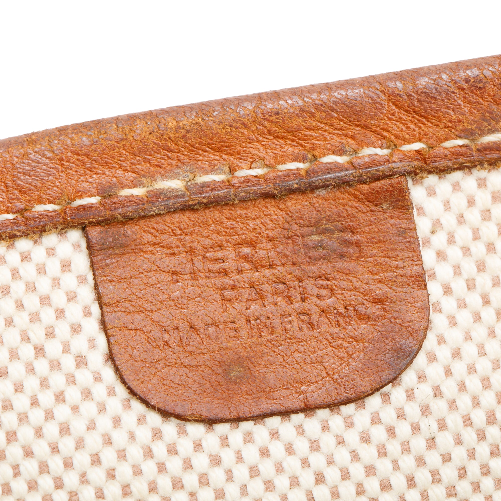 Hermes Vintage Natural Fauve Toile Barenia Evelyne I GM