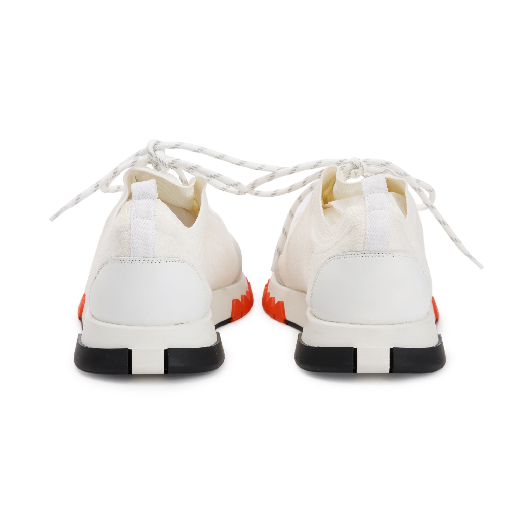 Hermes White Knit Suede Addict Sneakers, Size 42