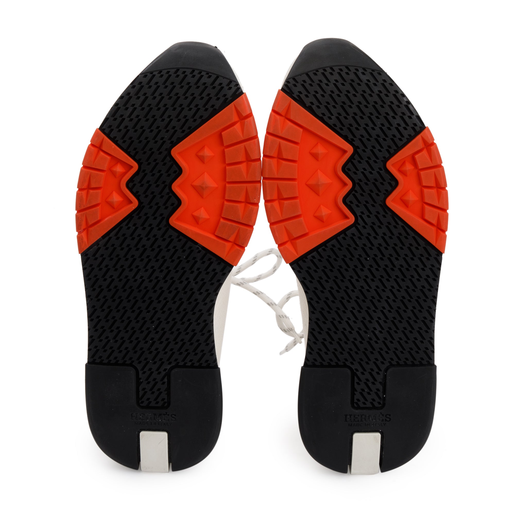 Hermes White Knit Suede Addict Sneakers, Size 42