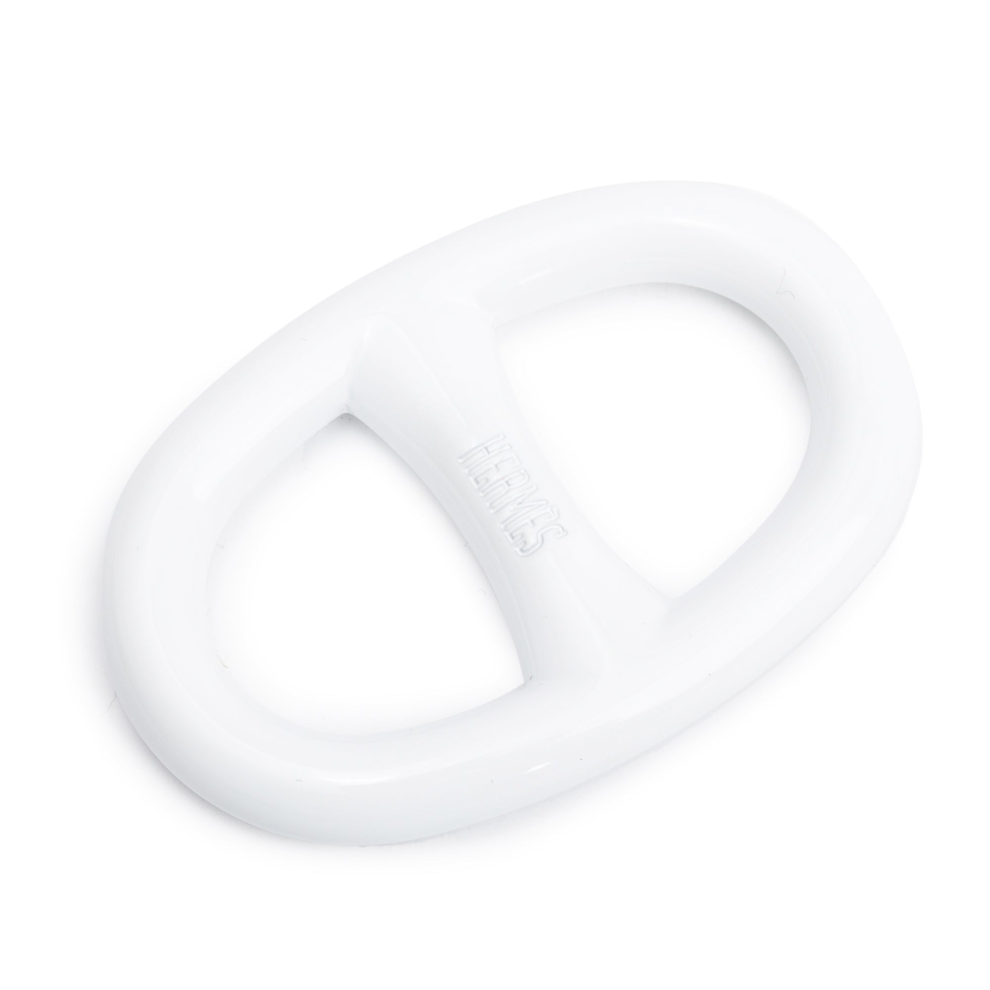 Hermes White Lacquer Chaine D'Ancre Scarf Ring w/ Box